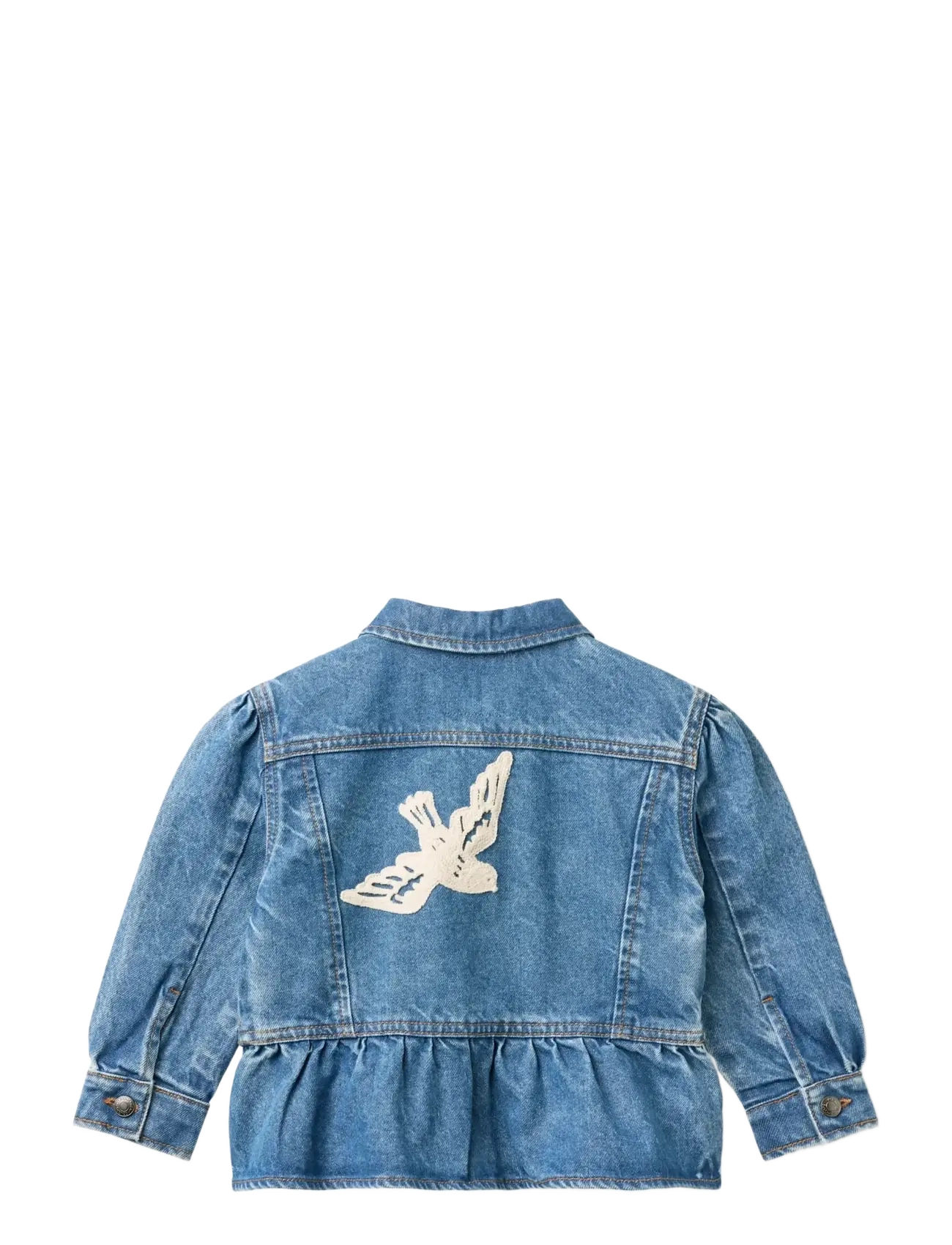 Copenhagen Colors - DENIM FRILL JACKET W. CROCHET DOVES - jeansjacken - indigo blue washed - 2