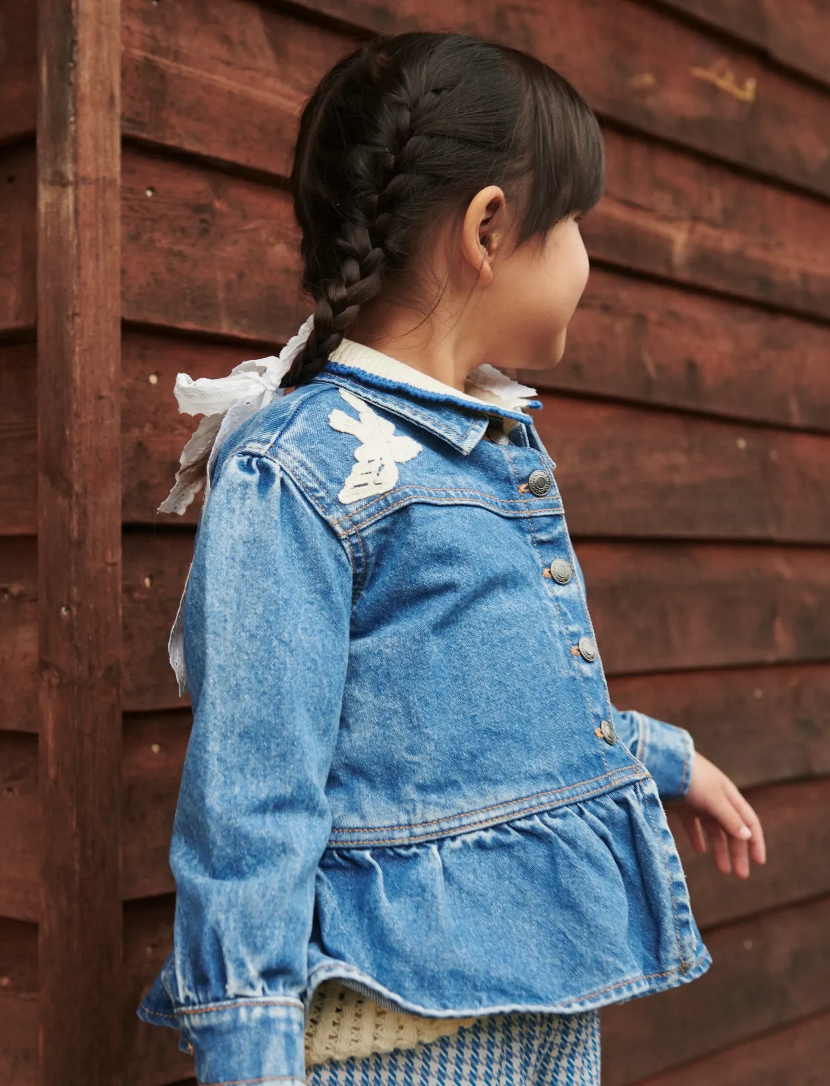 Copenhagen Colors - DENIM FRILL JACKET W. CROCHET DOVES - jeansjacken - indigo blue washed - 4