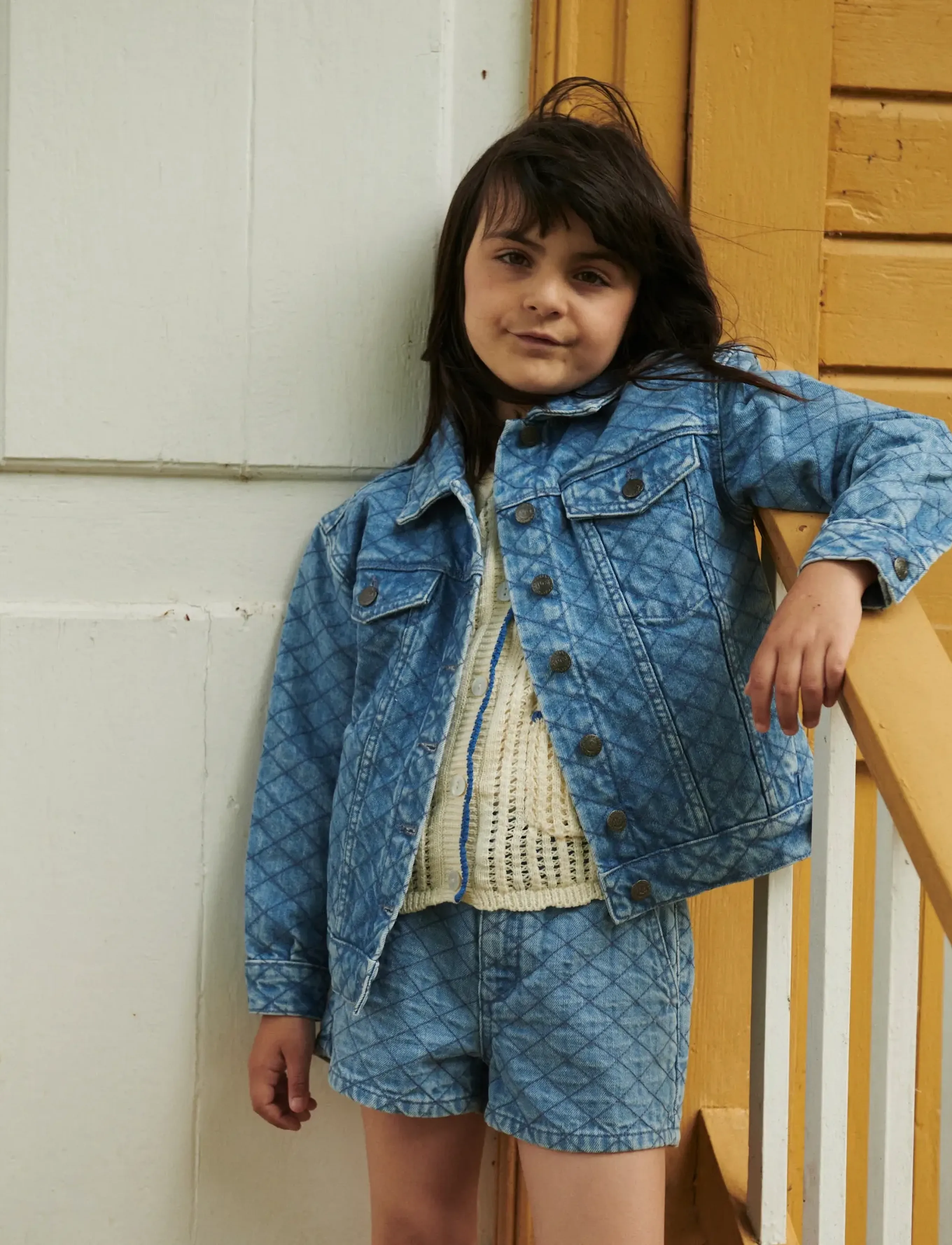 Copenhagen Colors Organic Quilted Denim Jacket, 98, Blue, Jakker Og Frakker > Denim Og Fløjl, Børn