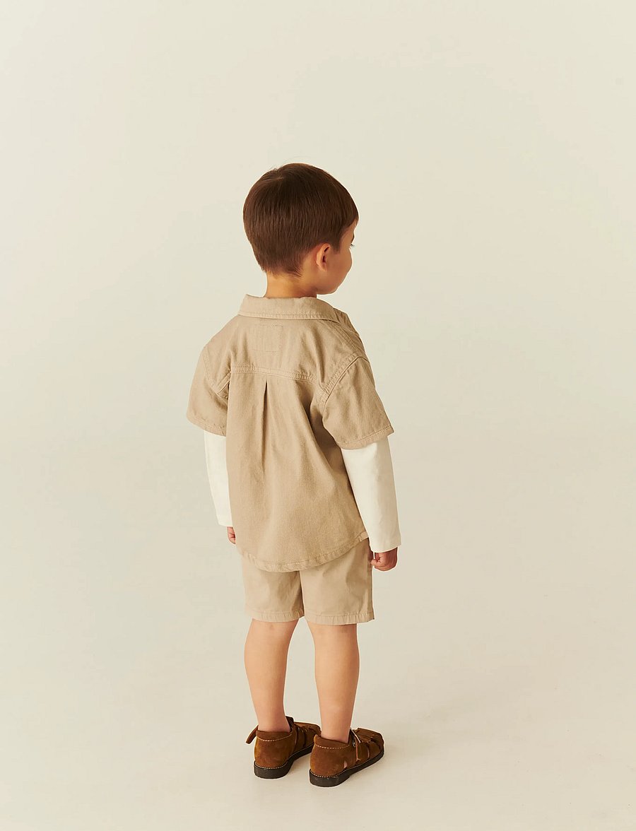 Copenhagen Colors - TWILL SAFARI SHIRT SS - short-sleeved shirts - beige - 3