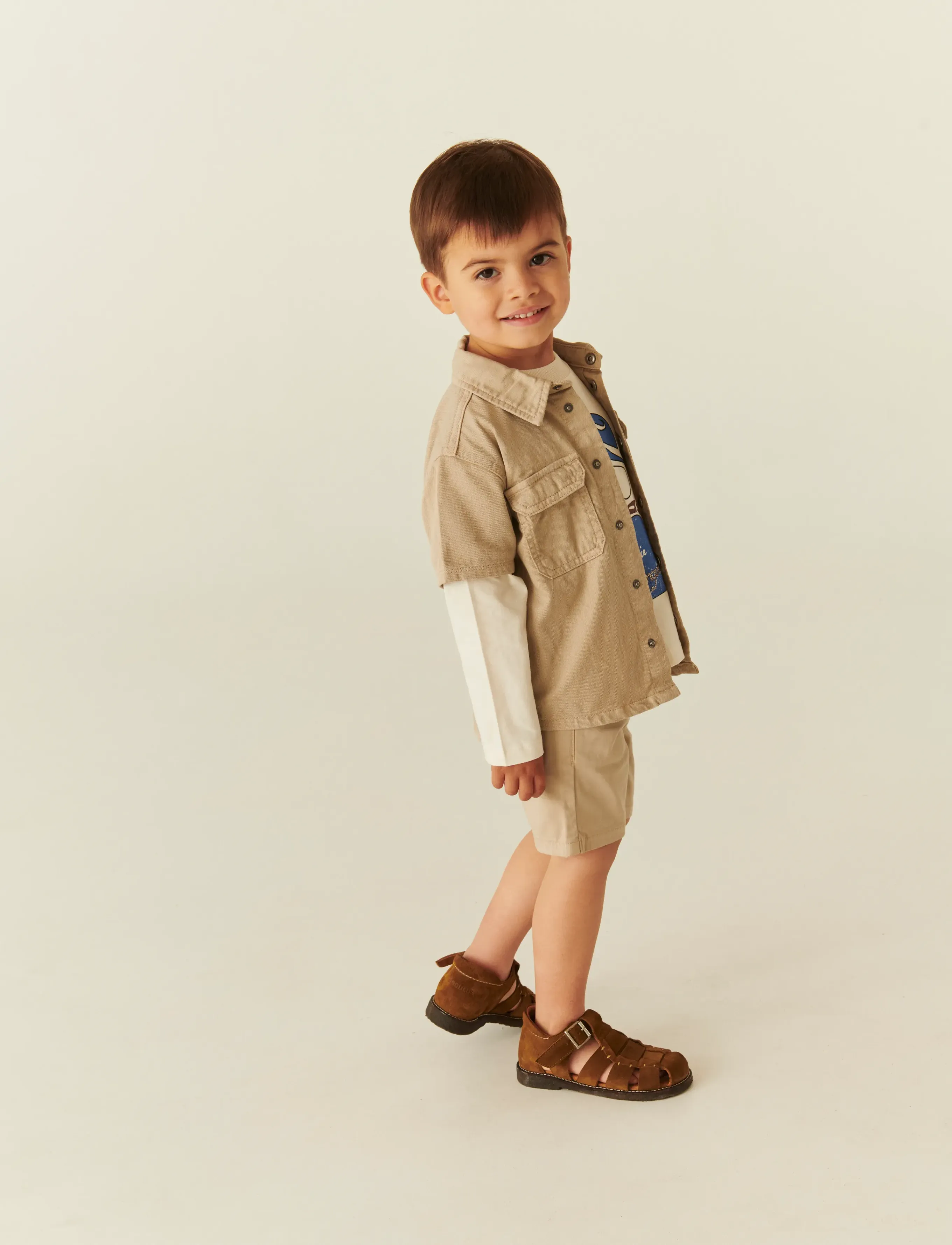 Copenhagen Colors - TWILL SAFARI SHIRT SS - short-sleeved shirts - beige - 4