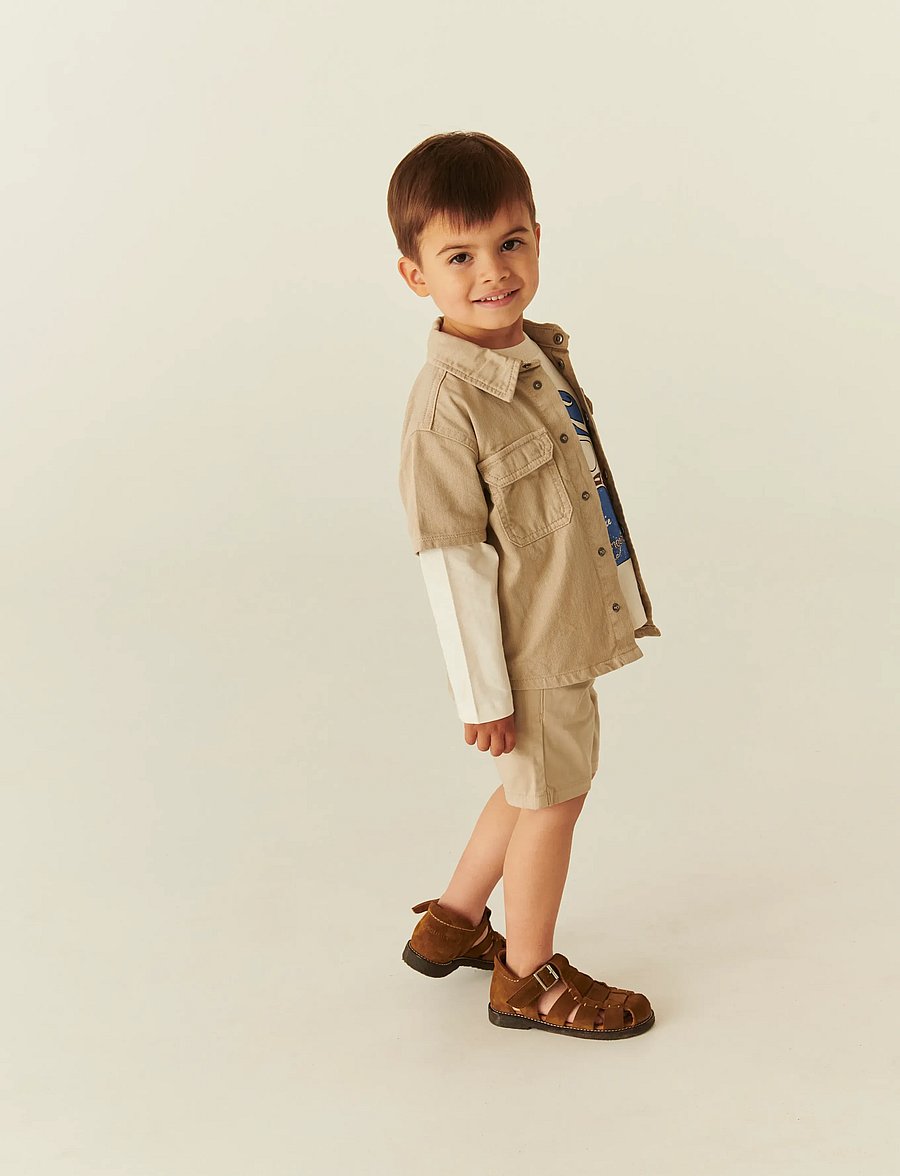 Copenhagen Colors - TWILL SAFARI SHIRT SS - short-sleeved shirts - beige - 4