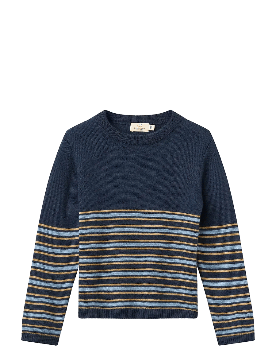 Copenhagen Colors - Striped Merino Sweater - navy comb. - 0