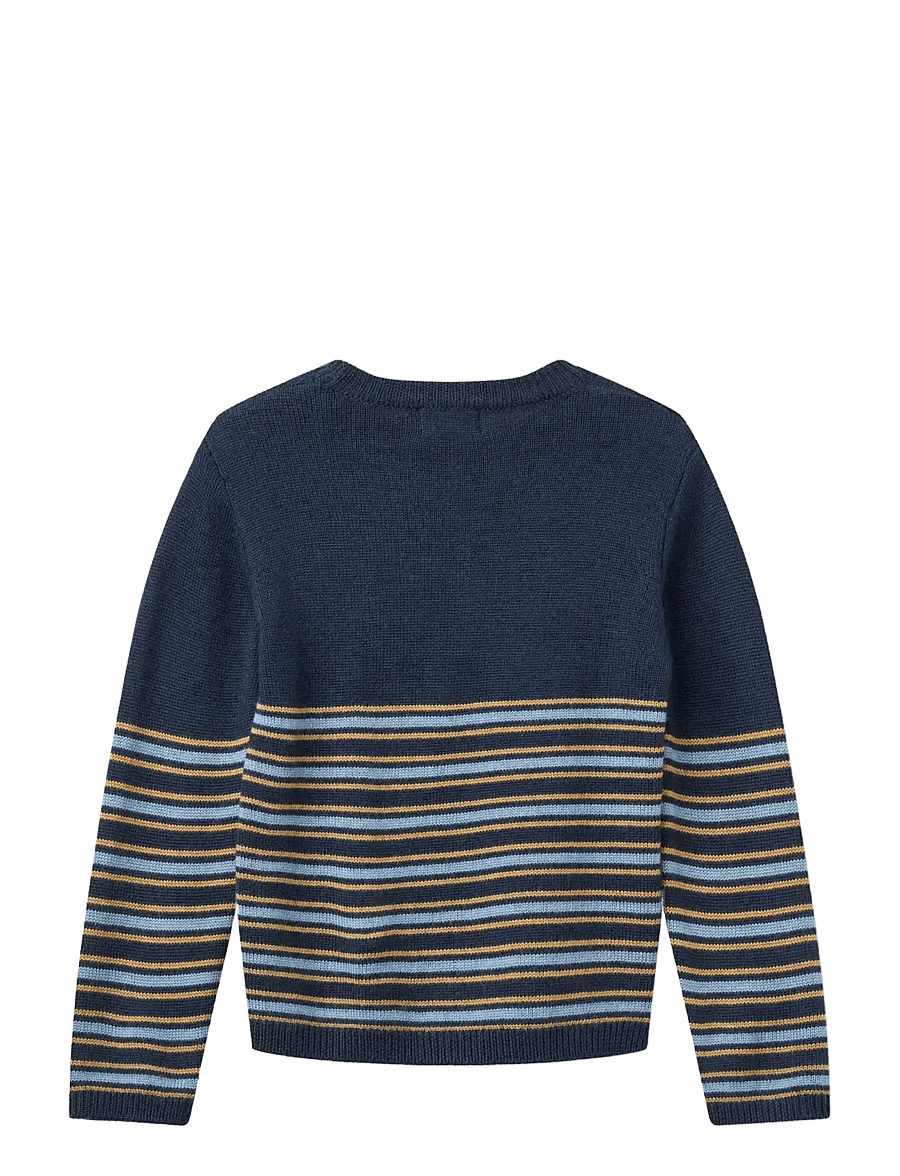 Copenhagen Colors - Striped Merino Sweater - navy comb. - 1