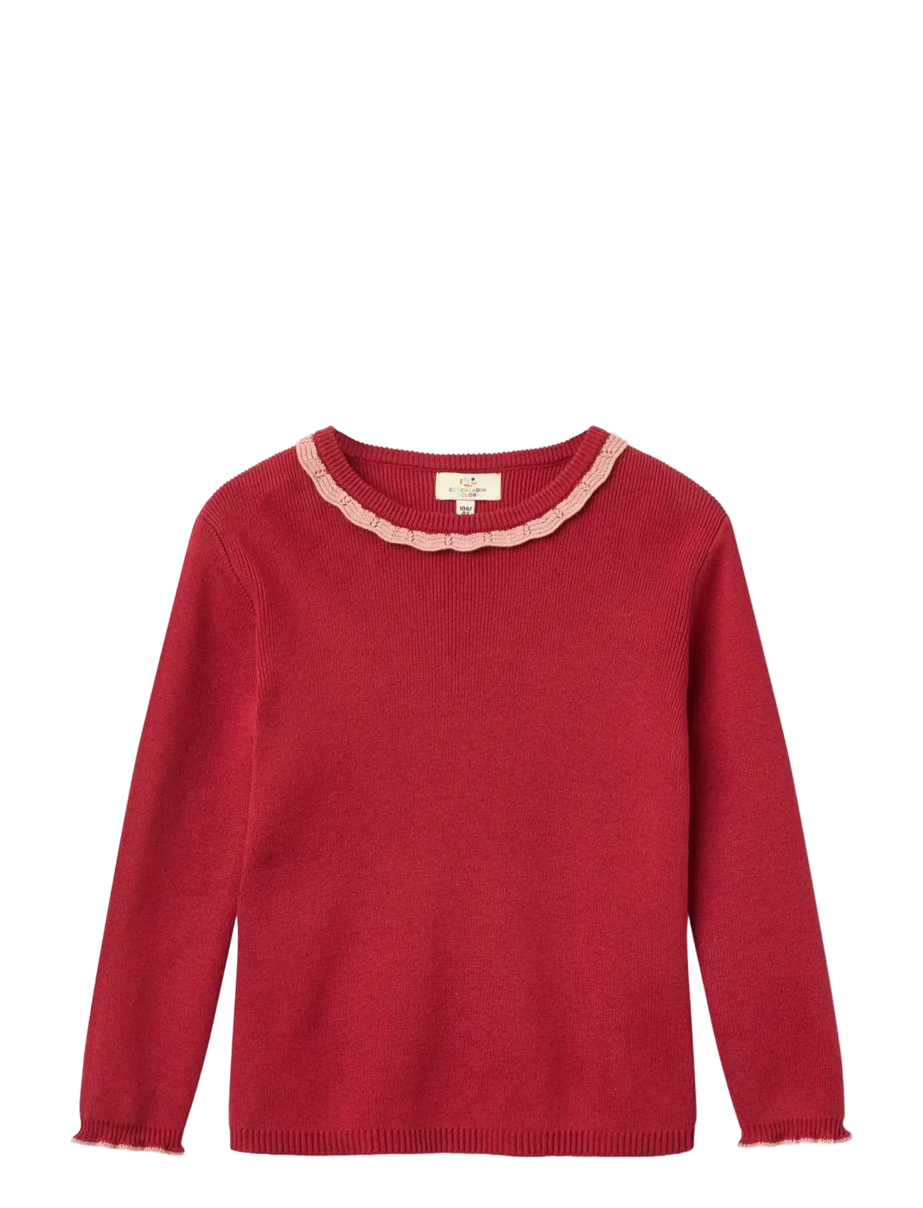 Copenhagen Colors LS Blouse w. Deco Neck - Kleidung - RED COMB. / red