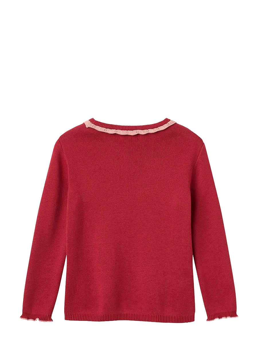 Copenhagen Colors - LS Blouse w. Deco Neck - red comb. - 1