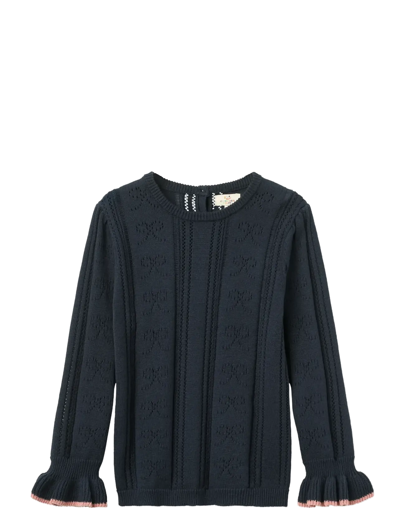 Copenhagen Colors Pointelle Blouse w. Bow - Kleidung - NAVY COMB. / navy