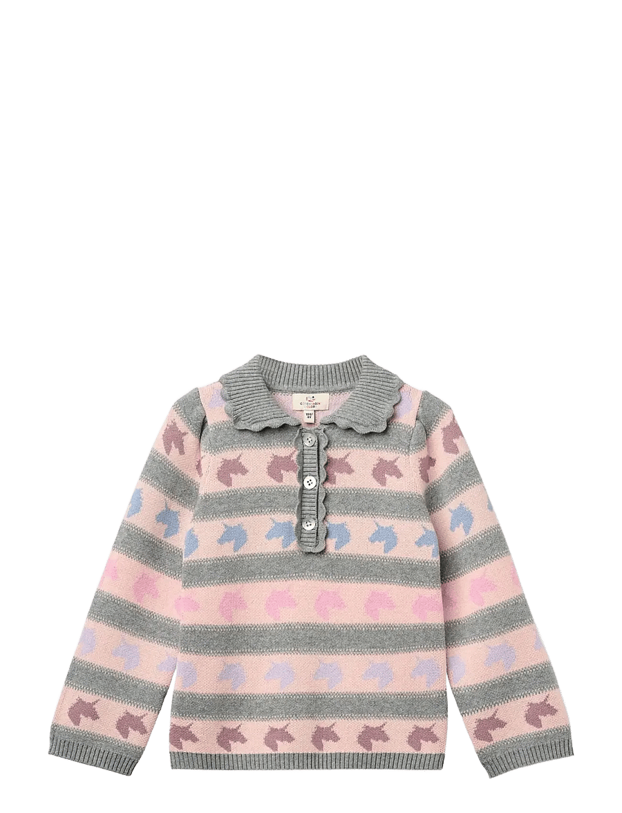 Copenhagen Colors - Unicorn Pattern Ls. Blouse w. Collar - unicorn - 1