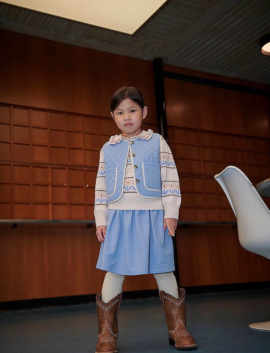 Copenhagen Colors - Knitted Collar Blouse w. Pointelle & Pattern - džemprid - beige comb. - 3