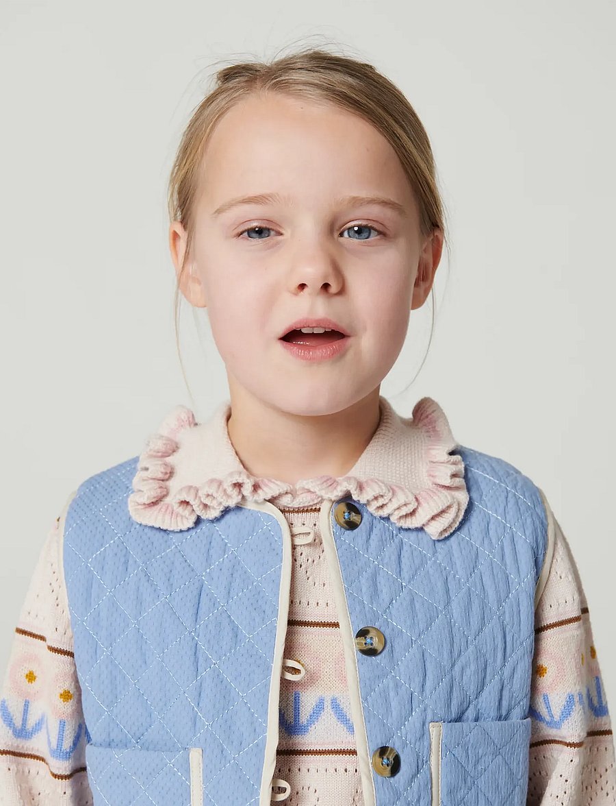 Copenhagen Colors - Knitted Collar Blouse w. Pointelle & Pattern - džemprid - beige comb. - 5
