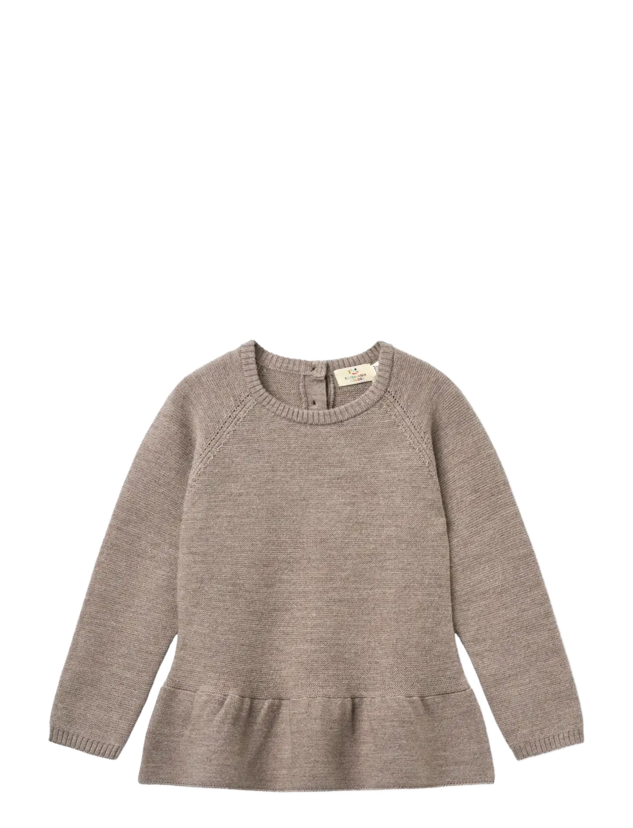 Copenhagen Colors Merino Knitted Frill Blouse - Shop efter størrelse - NATURAL MELANGE / beige
