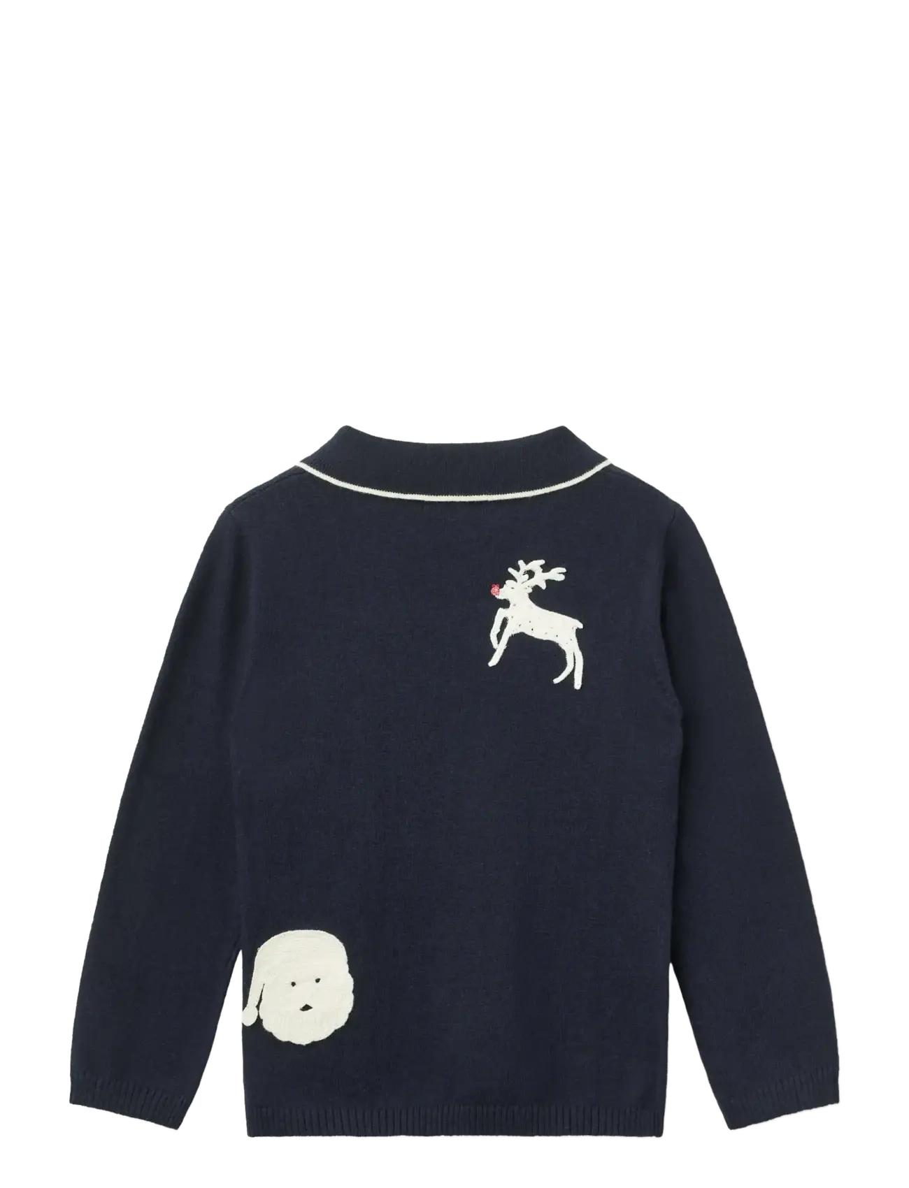 Copenhagen Colors - Knitted Polo w. Crochet Patches - navy/ cream comb - 1