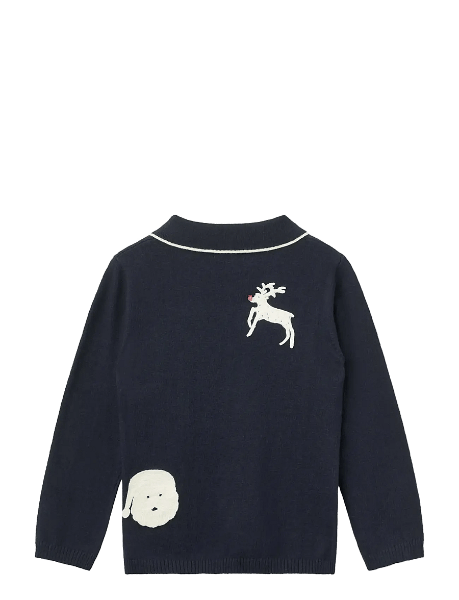 Copenhagen Colors - Knitted Polo w. Crochet Patches - langärmelig poloshirt - navy/ cream comb - 1