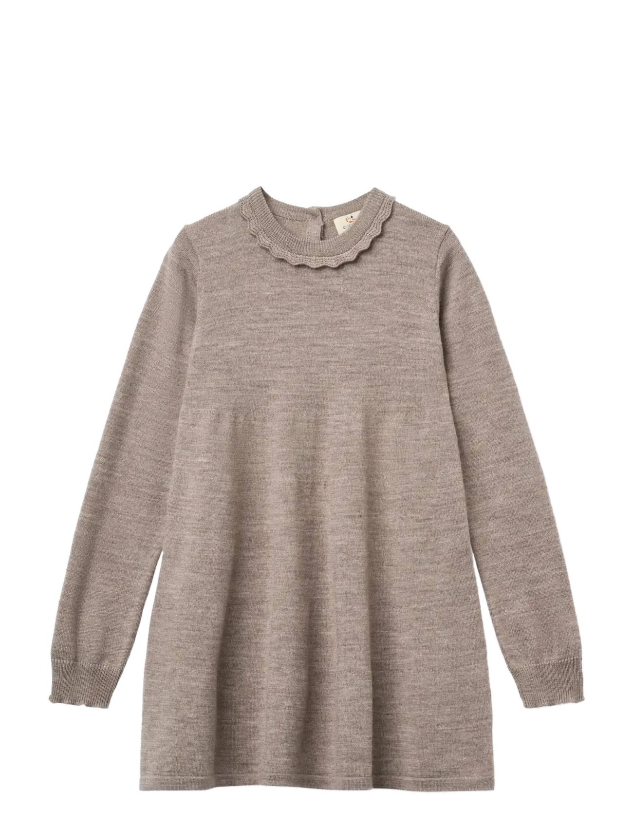 Copenhagen Colors Classic Merino Dress w. Deco Neck - Shop efter størrelse - NATURAL MELANGE / beige