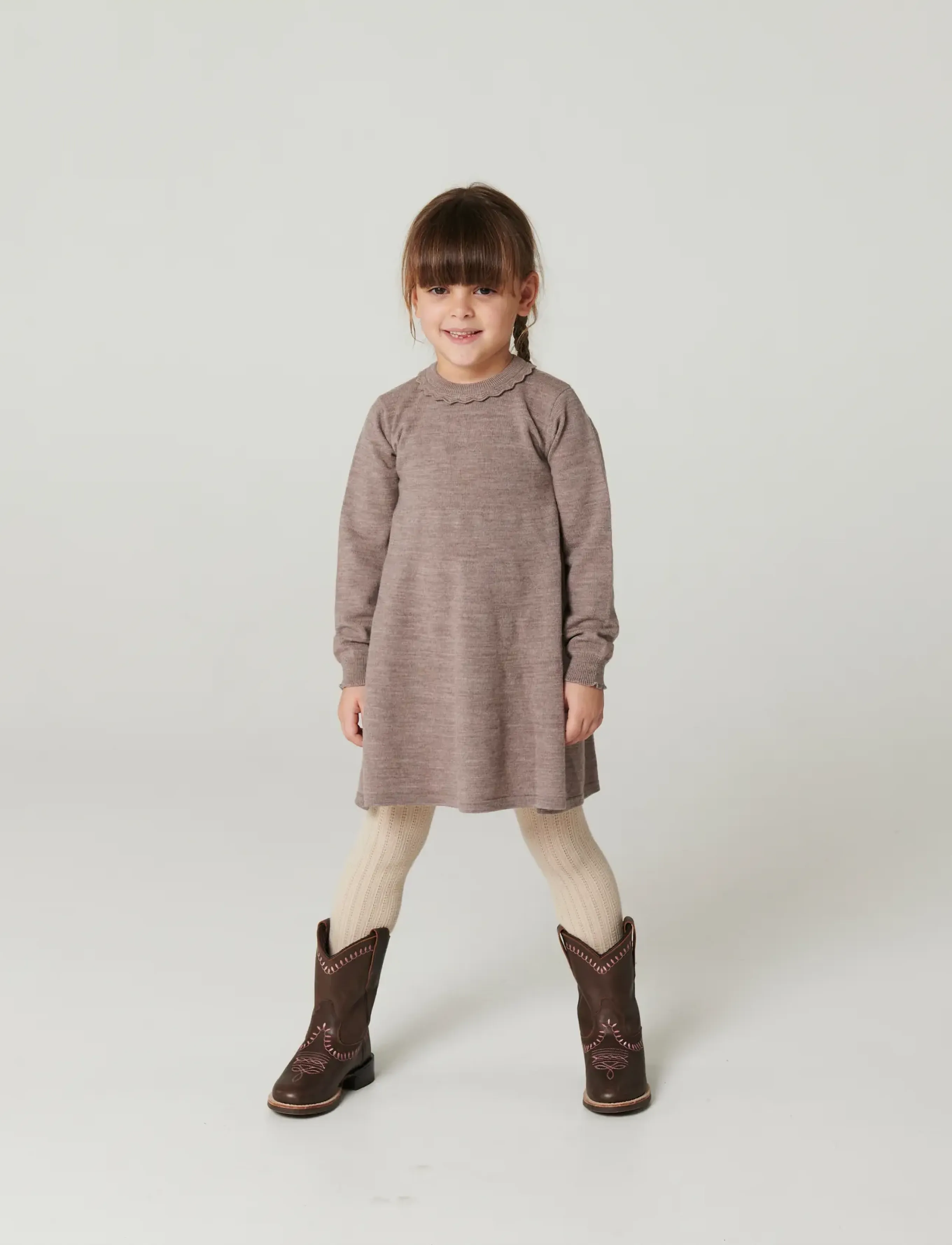 Copenhagen Colors - Classic Merino Dress w. Deco Neck - natural melange - 0