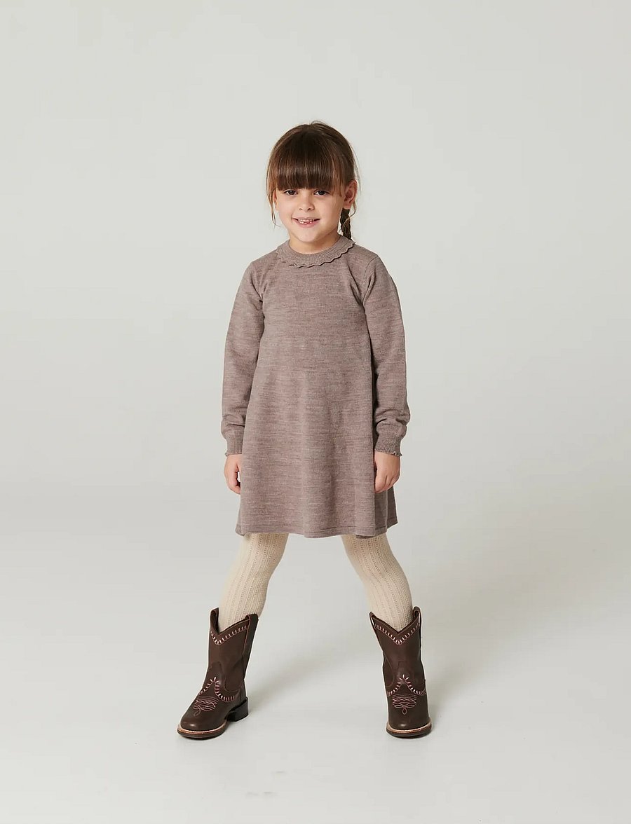 Copenhagen Colors - Classic Merino Dress w. Deco Neck - natural melange - 0
