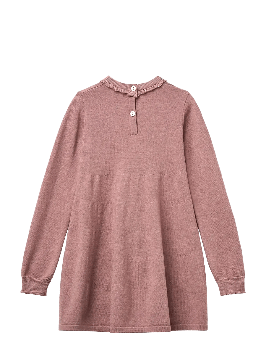 Copenhagen Colors - Classic Merino Dress w. Deco Neck - langärmelige babykleider - winter rose - 1