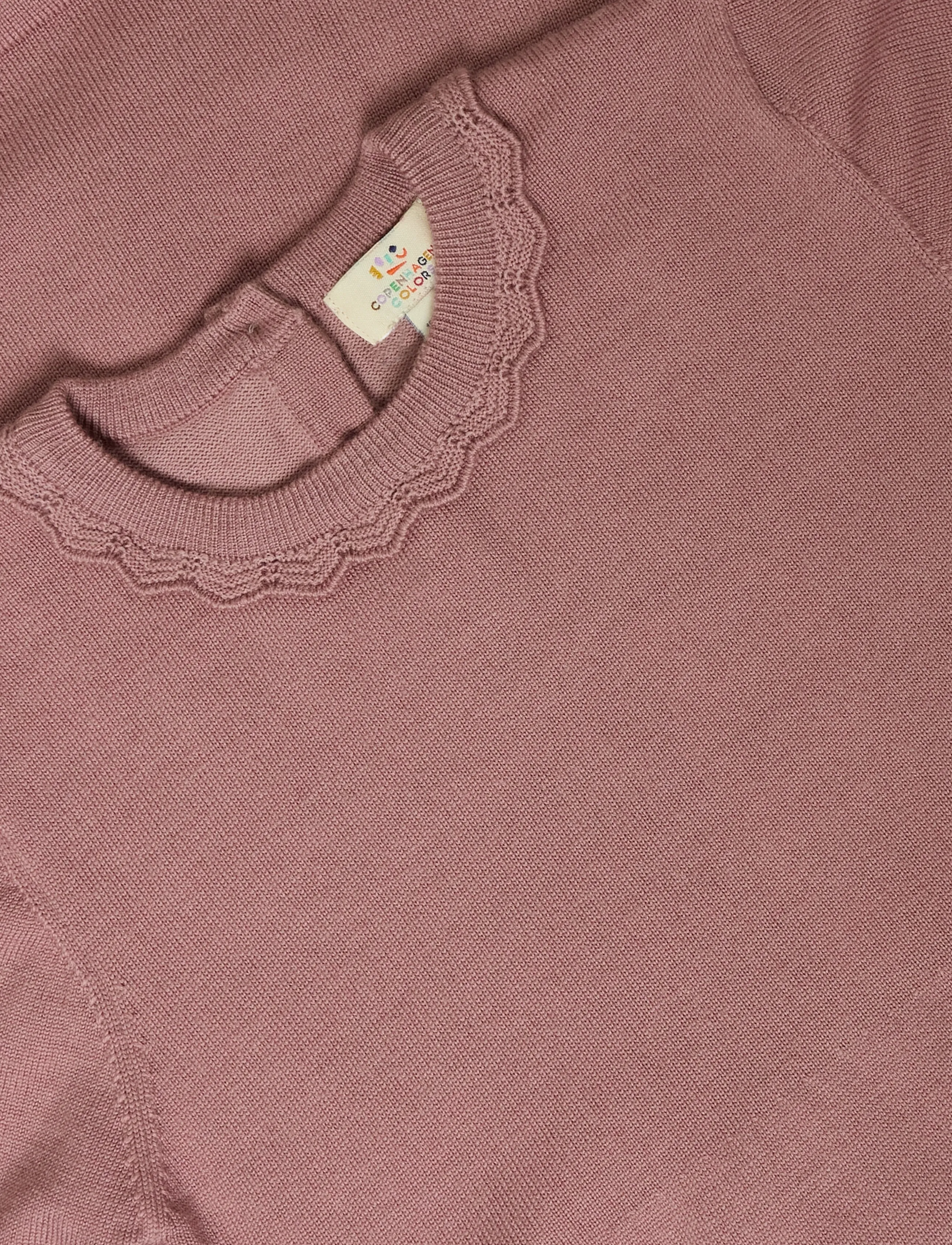 Copenhagen Colors - Classic Merino Dress w. Deco Neck - long-sleeved baby dresses - winter rose - 2