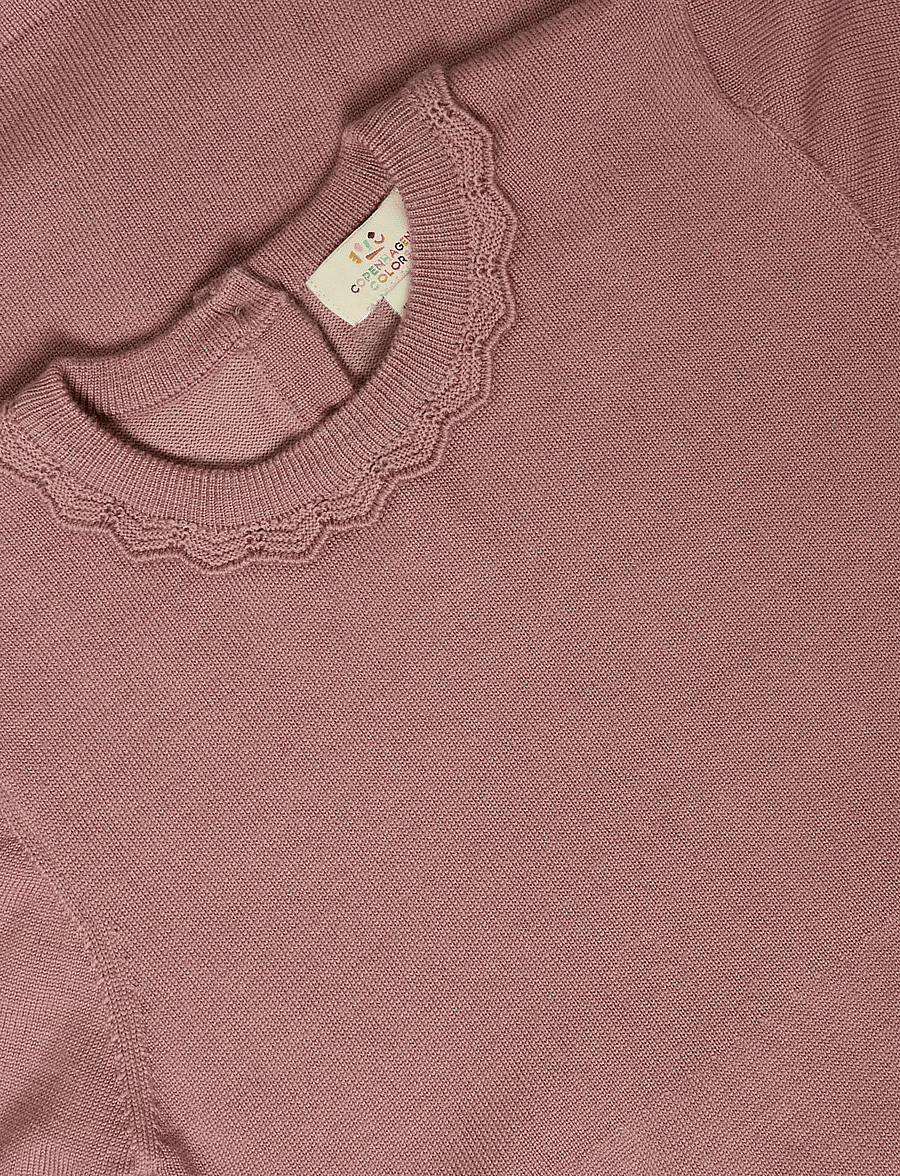 Copenhagen Colors - Classic Merino Dress w. Deco Neck - pikkade varrukatega beebikleidid - winter rose - 2