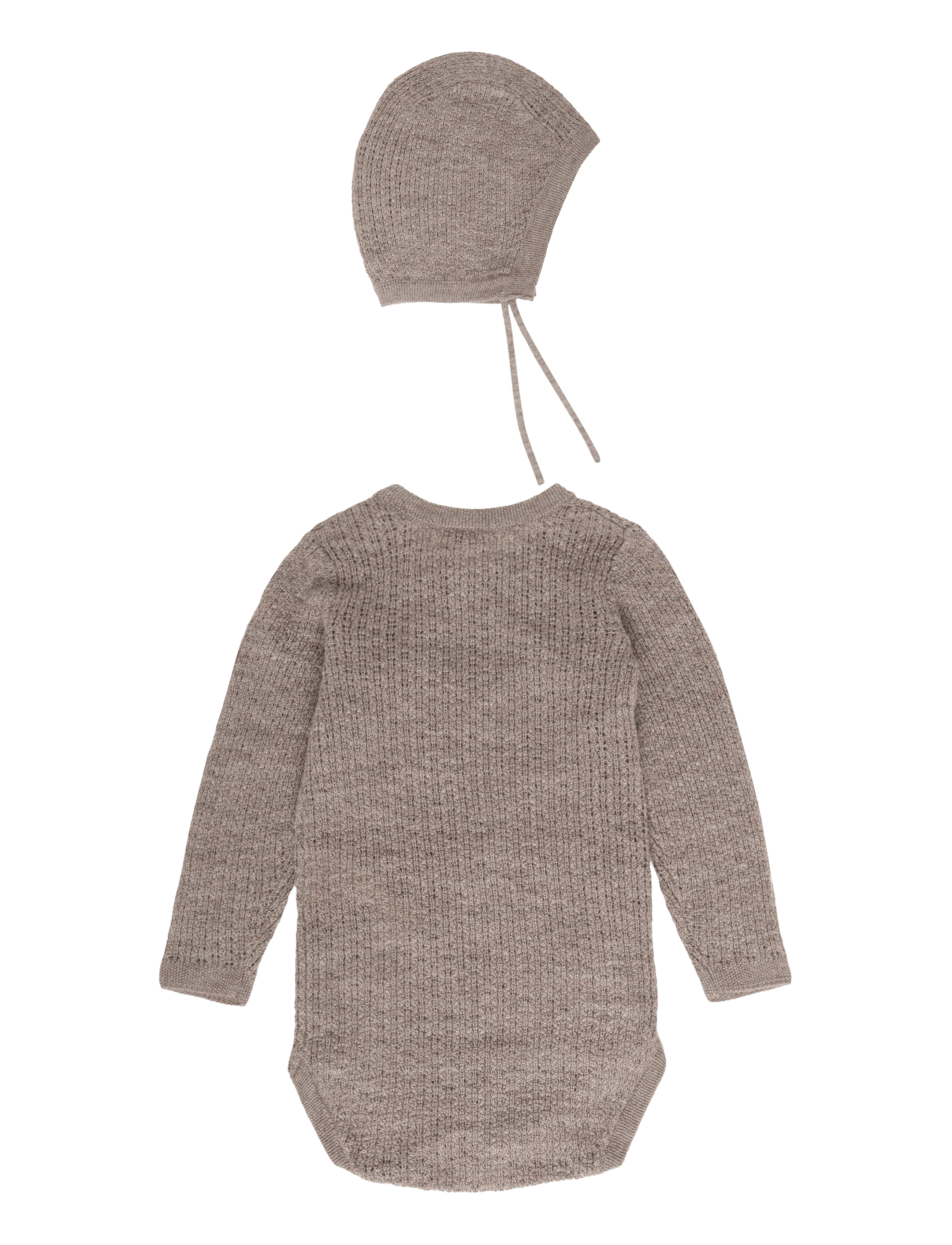 Copenhagen Colors - 2-Pack Merino Pointelle Baby Cross-Over & Baby Bonnet Hat - base layer baby - natural melange - 1