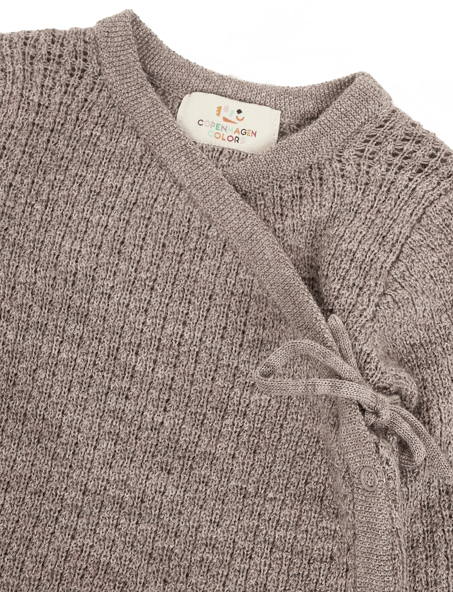 Copenhagen Colors - 2-Pack Merino Pointelle Baby Cross-Over & Baby Bonnet Hat - base layer baby - natural melange - 3