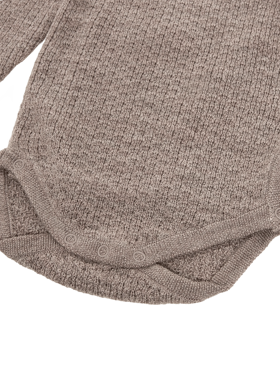 Copenhagen Colors - 2-Pack Merino Pointelle Baby Cross-Over & Baby Bonnet Hat - base layer baby - natural melange - 4