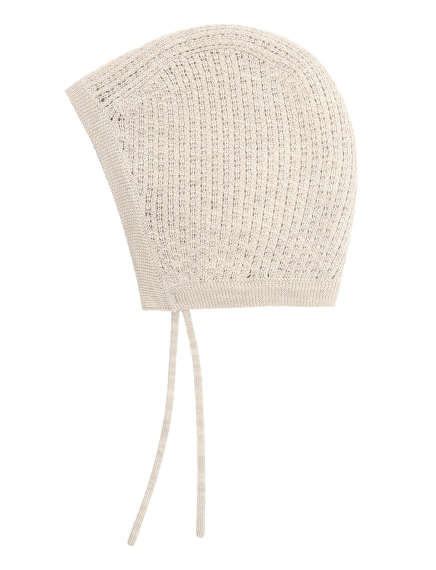 Copenhagen Colors - 2-Pack Merino Pointelle Baby Cross-Over & Baby Bonnet Hat - uldundertøj baby - pale cream - 3
