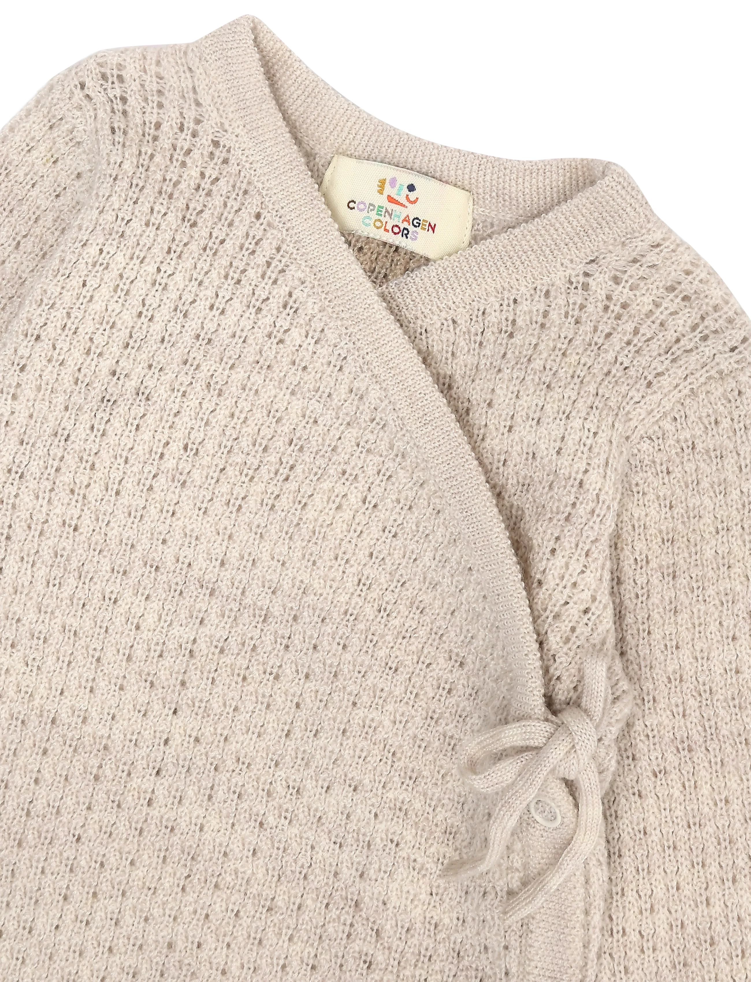Copenhagen Colors - 2-Pack Merino Pointelle Baby Cross-Over & Baby Bonnet Hat - uldundertøj baby - pale cream - 5