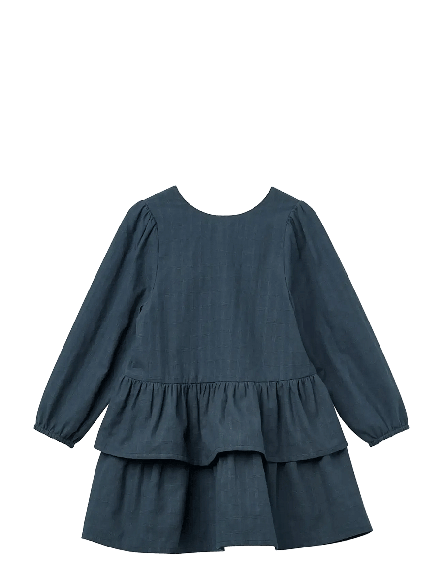 Copenhagen Colors - Frill Dress w. Bow Backside - navy comb. - 0