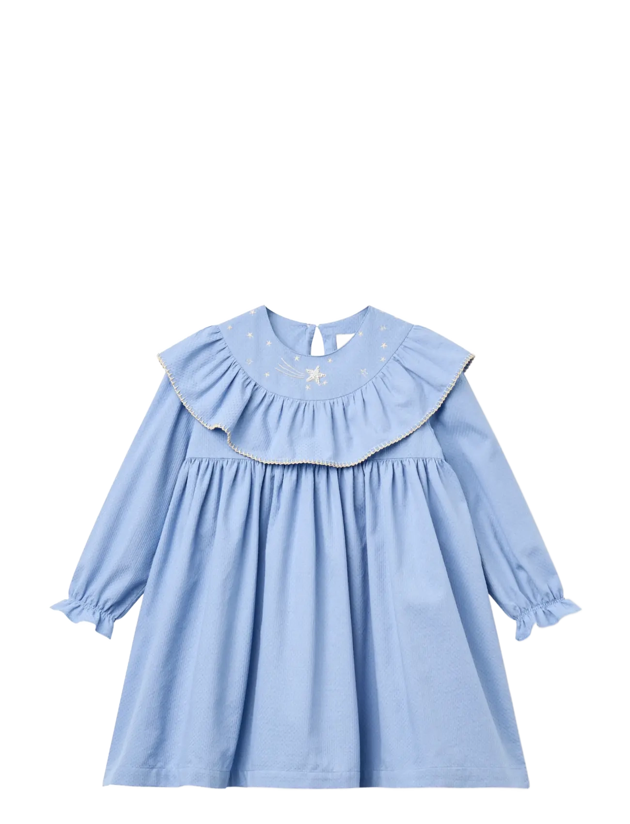 Copenhagen Colors Dress w. Frill & Star Embroidery - Kleider - ENDLESS BLUE / blue