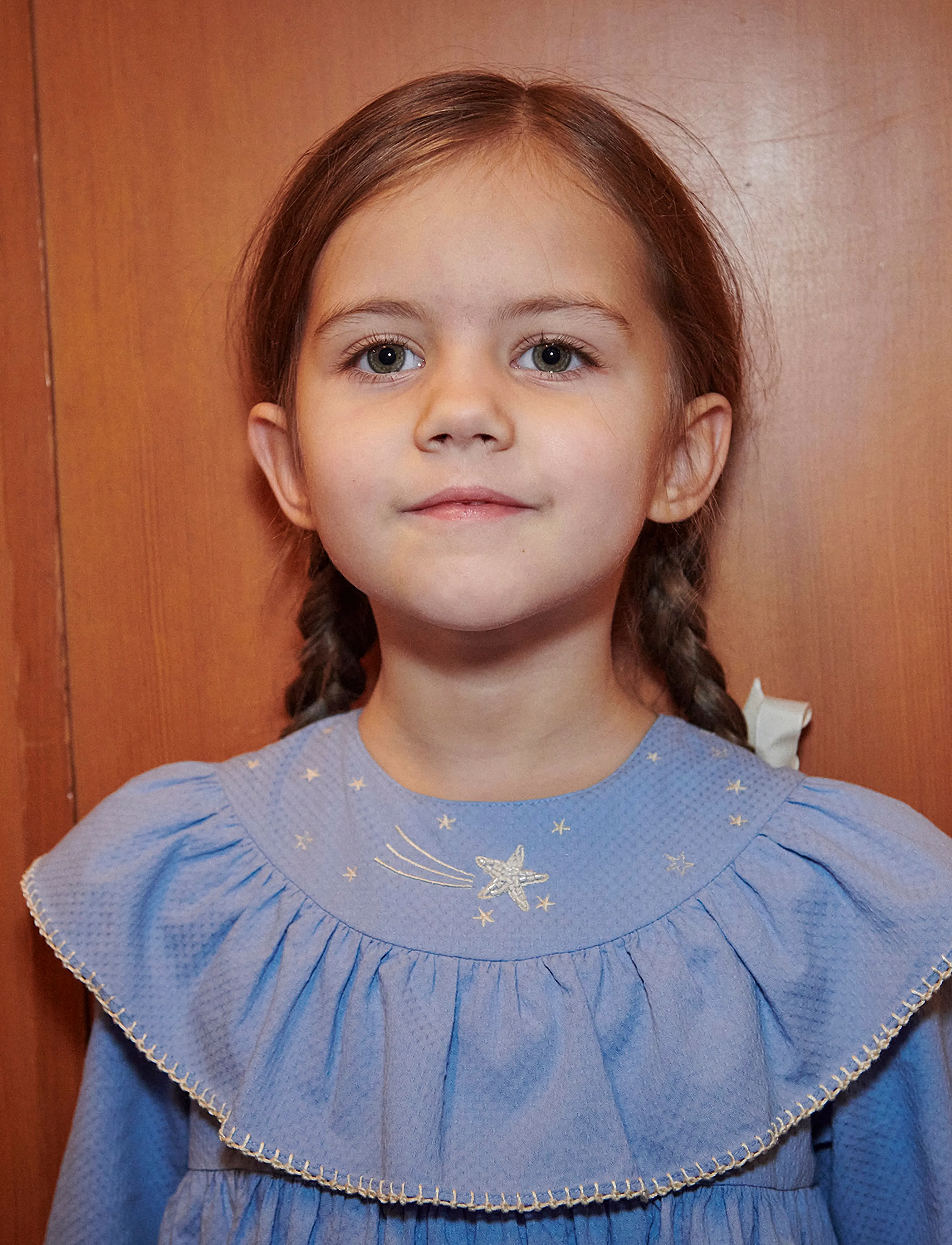 Copenhagen Colors - Dress w. Frill & Star Embroidery - endless blue - 3