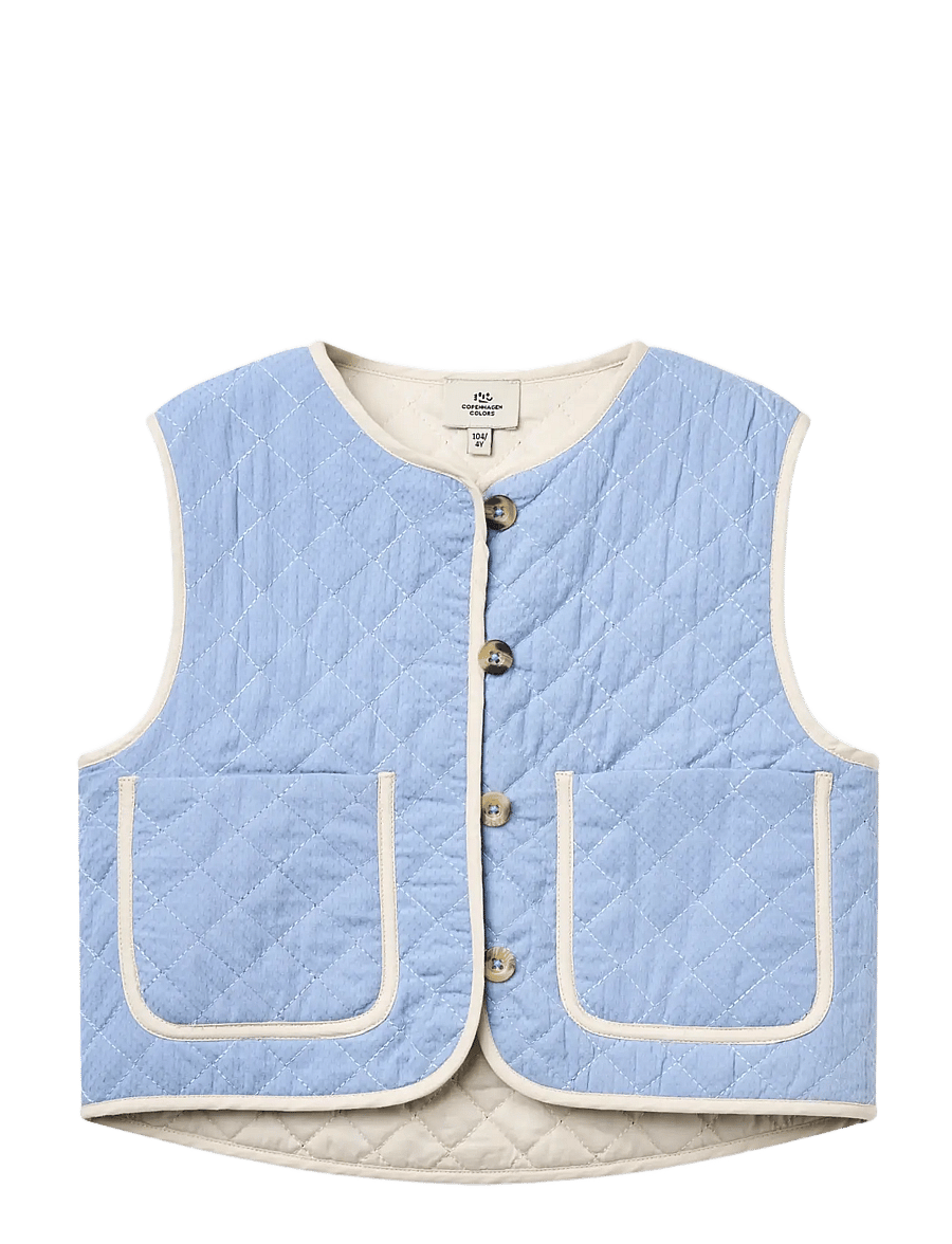 Copenhagen Colors - Quilted Vest w. Moon & Star Embroidery - endless blue - 1