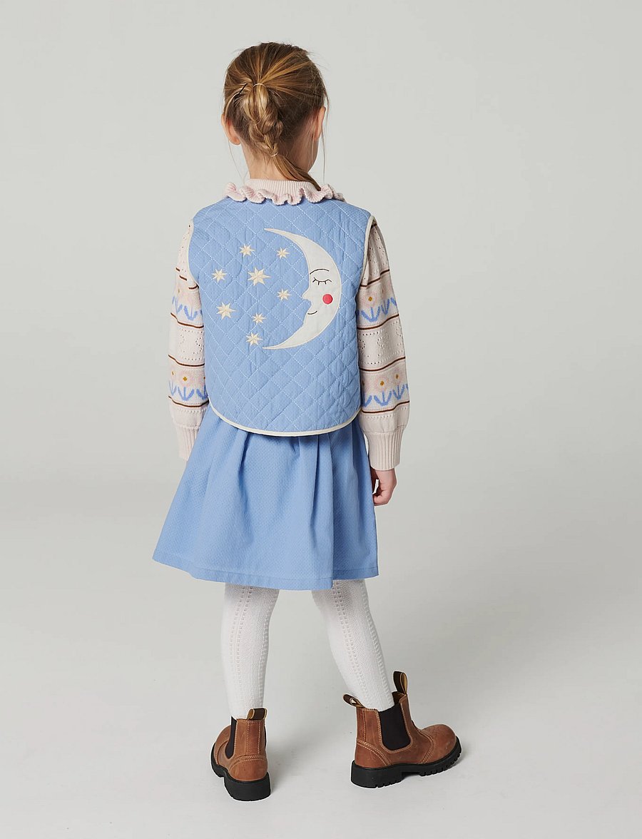 Copenhagen Colors - Quilted Vest w. Moon & Star Embroidery - endless blue - 0