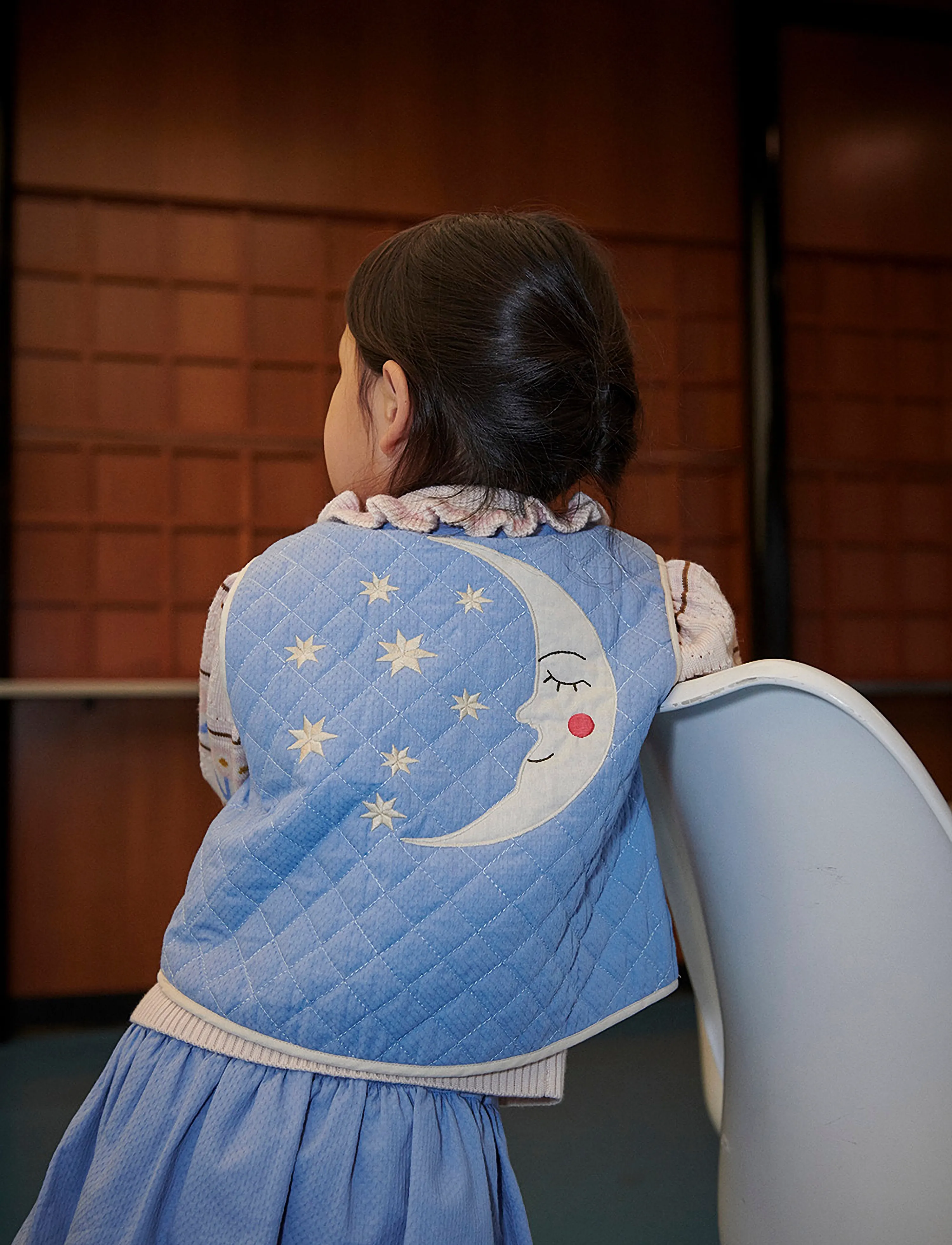 Copenhagen Colors - Quilted Vest w. Moon & Star Embroidery - endless blue - 4