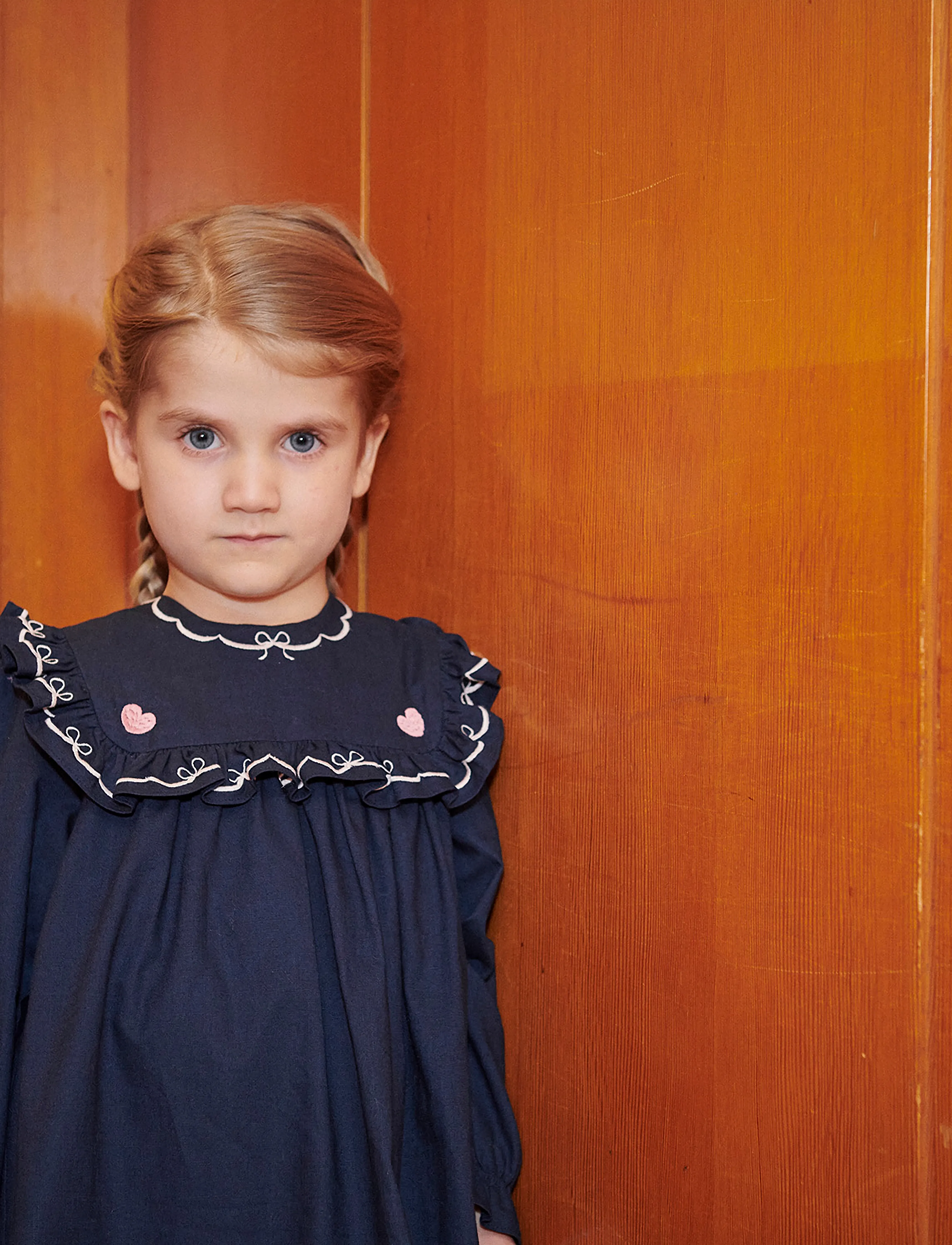 Copenhagen Colors - Dress w. Frill & Embroidery - navy comb. - 3