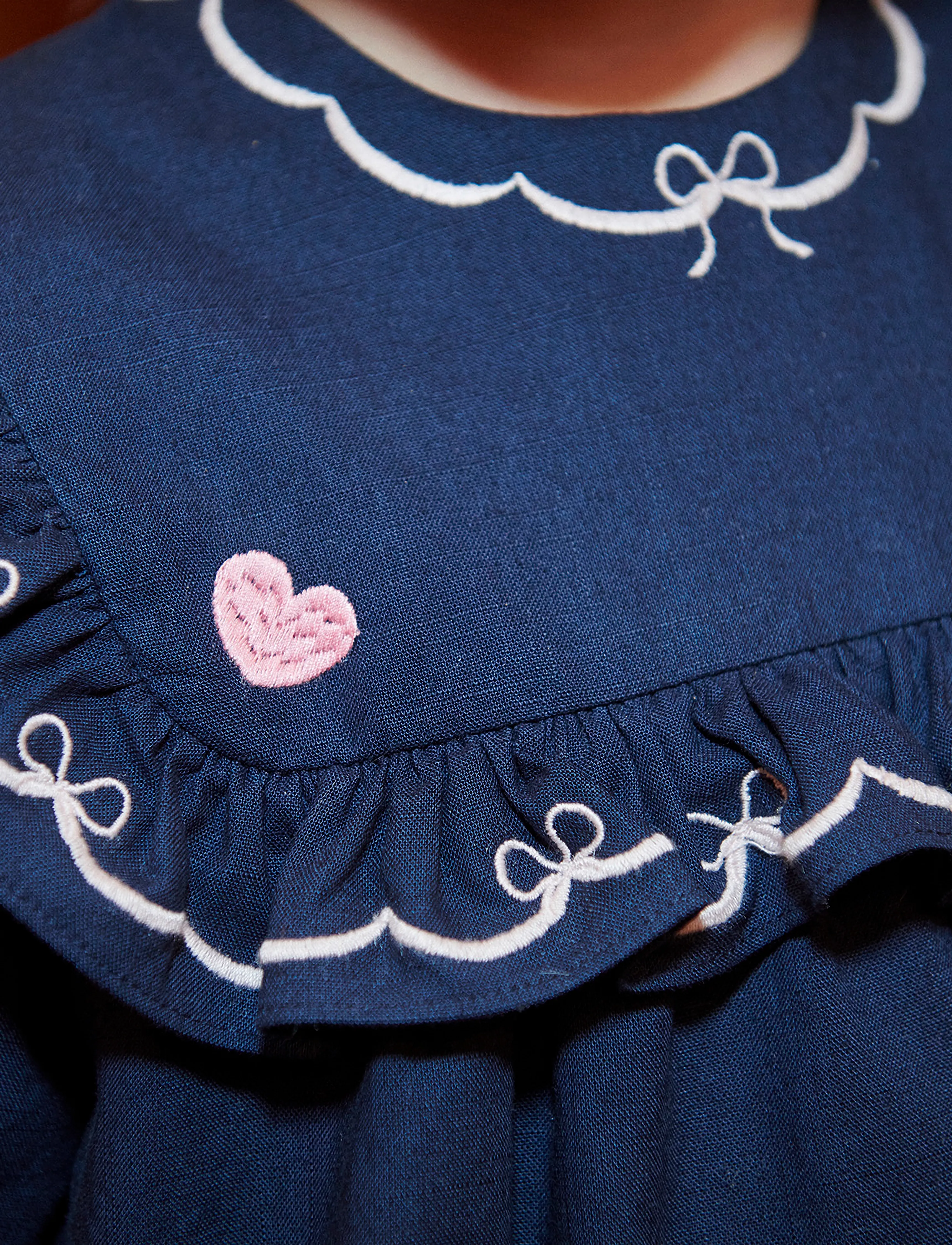 Copenhagen Colors - Dress w. Frill & Embroidery - navy comb. - 4