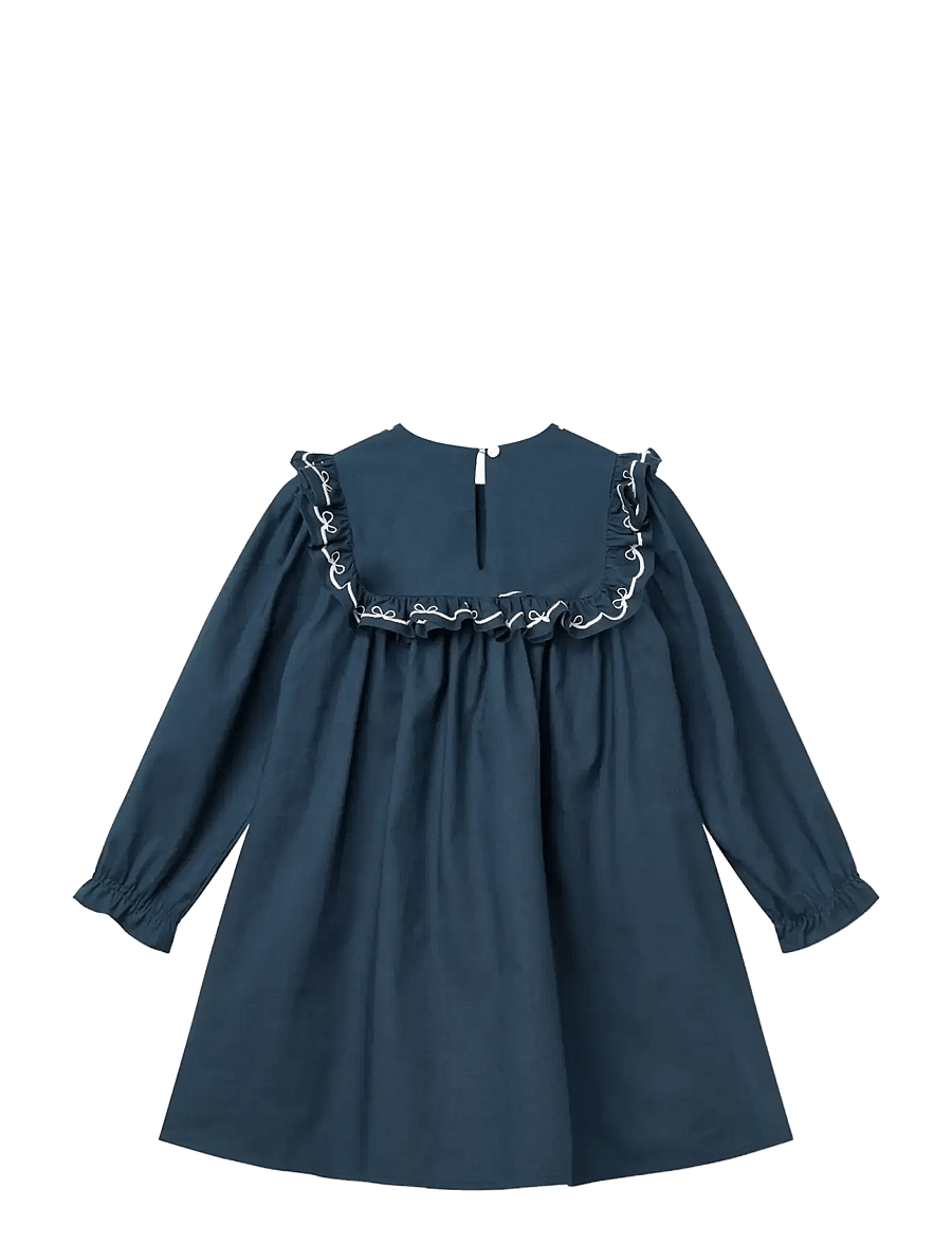 Copenhagen Colors - Dress w. Frill & Embroidery - navy comb. - 2