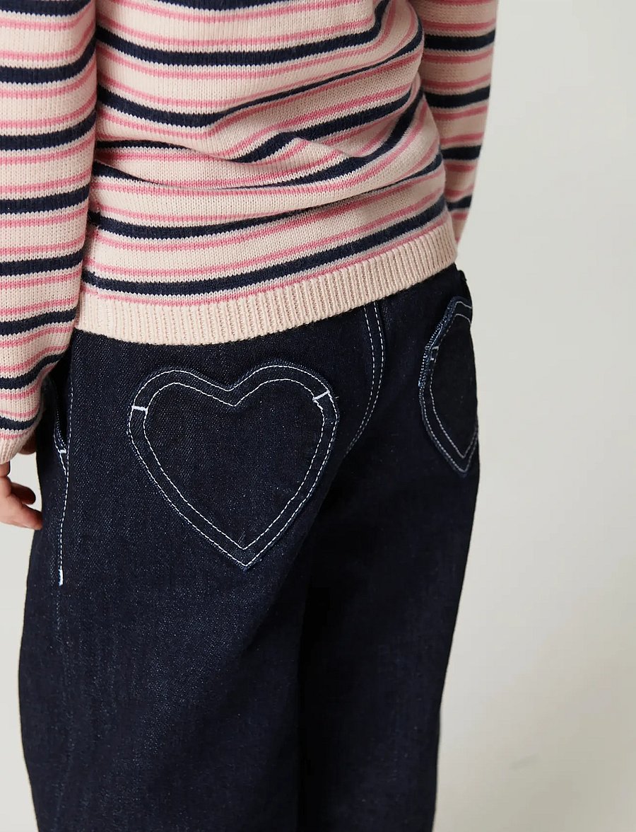 Copenhagen Colors - Organic Balloon Denim Pants w. Hearts Back Pockets - raw denim - 0
