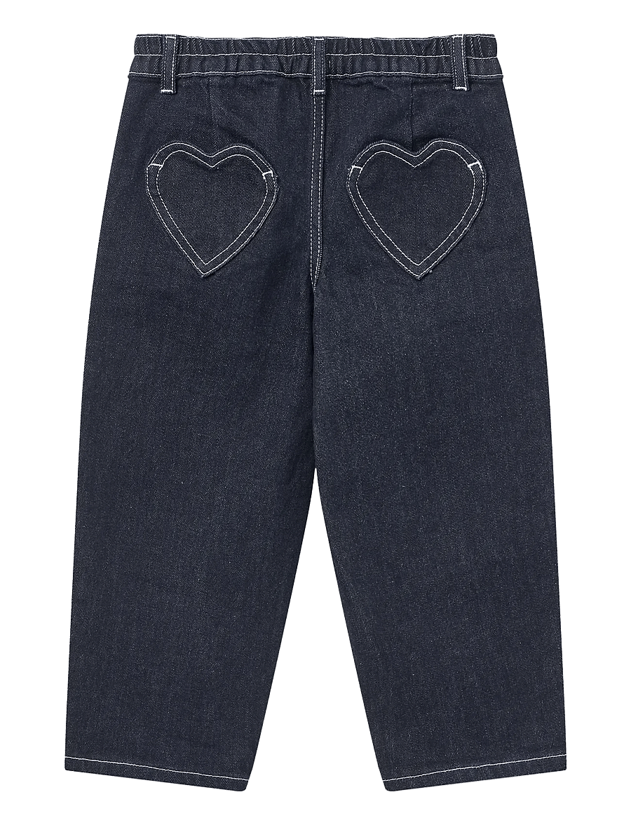 Copenhagen Colors - Organic Balloon Denim Pants w. Hearts Back Pockets - raw denim - 2
