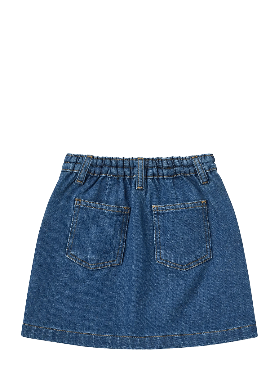 Copenhagen Colors - Denim Skirt w. Braid Details - indigo blue wash - 2