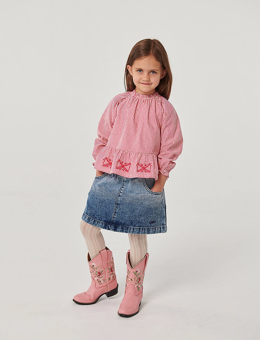 Copenhagen Colors - Denim Skirt w. Block Spray - block spray - 3