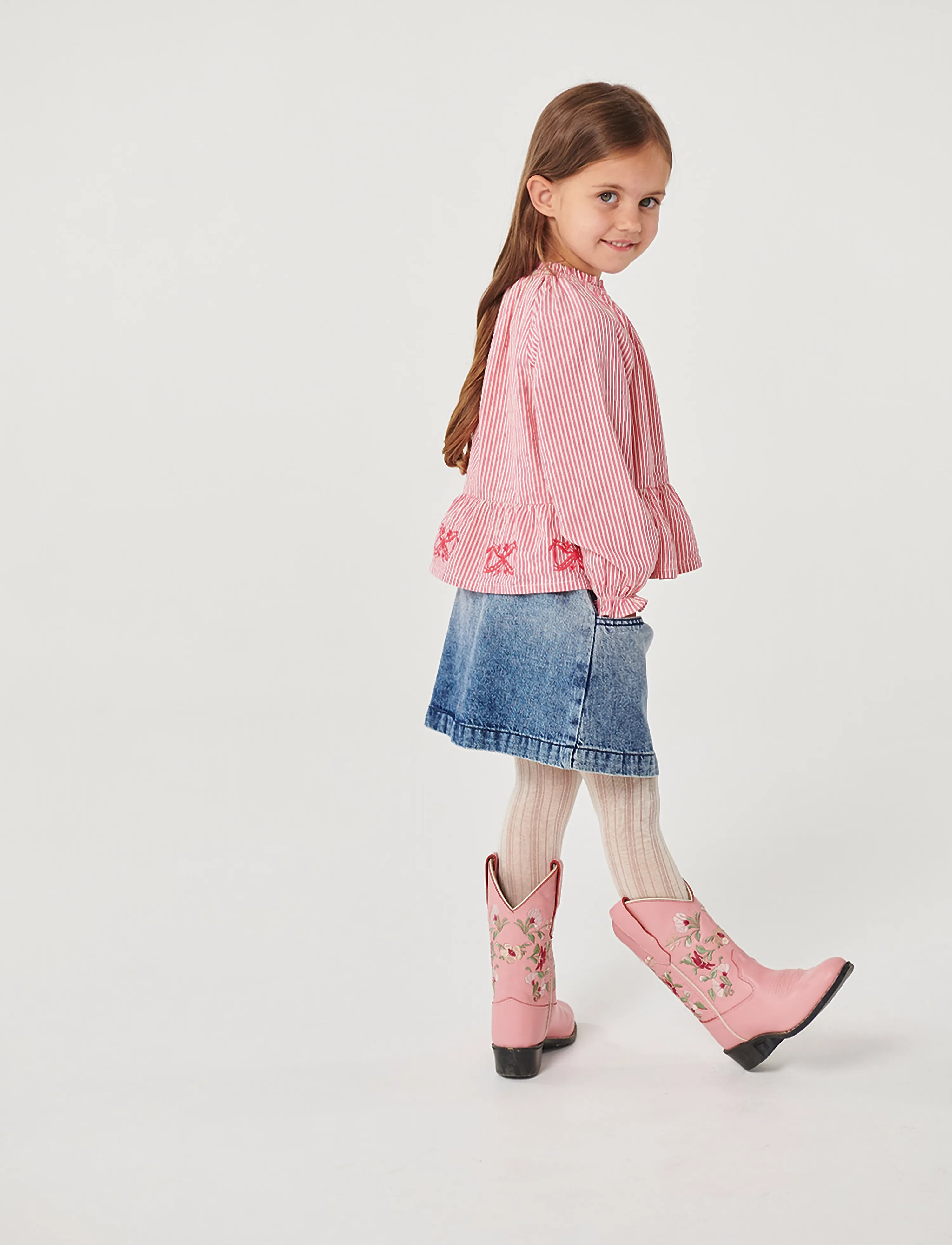 Copenhagen Colors - Denim Skirt w. Block Spray - block spray - 4