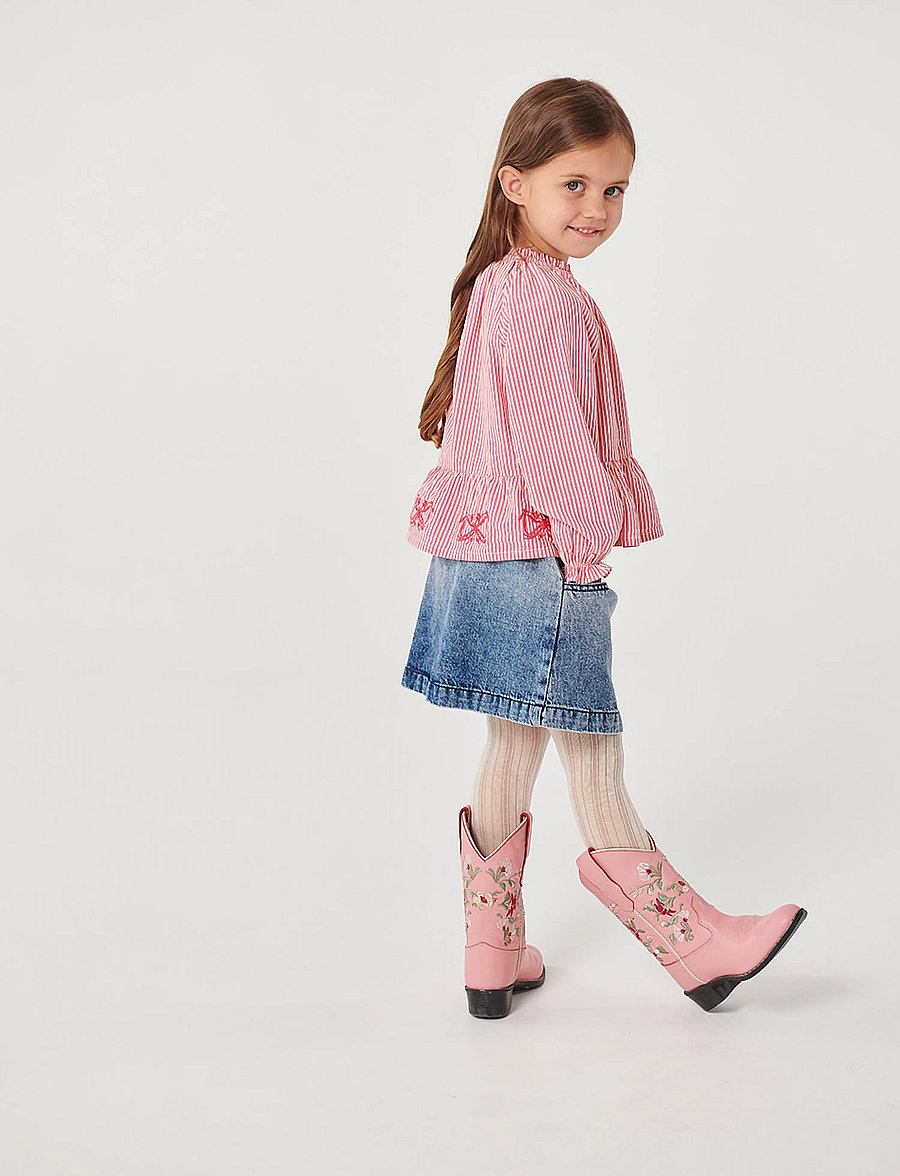 Copenhagen Colors - Denim Skirt w. Block Spray - block spray - 4