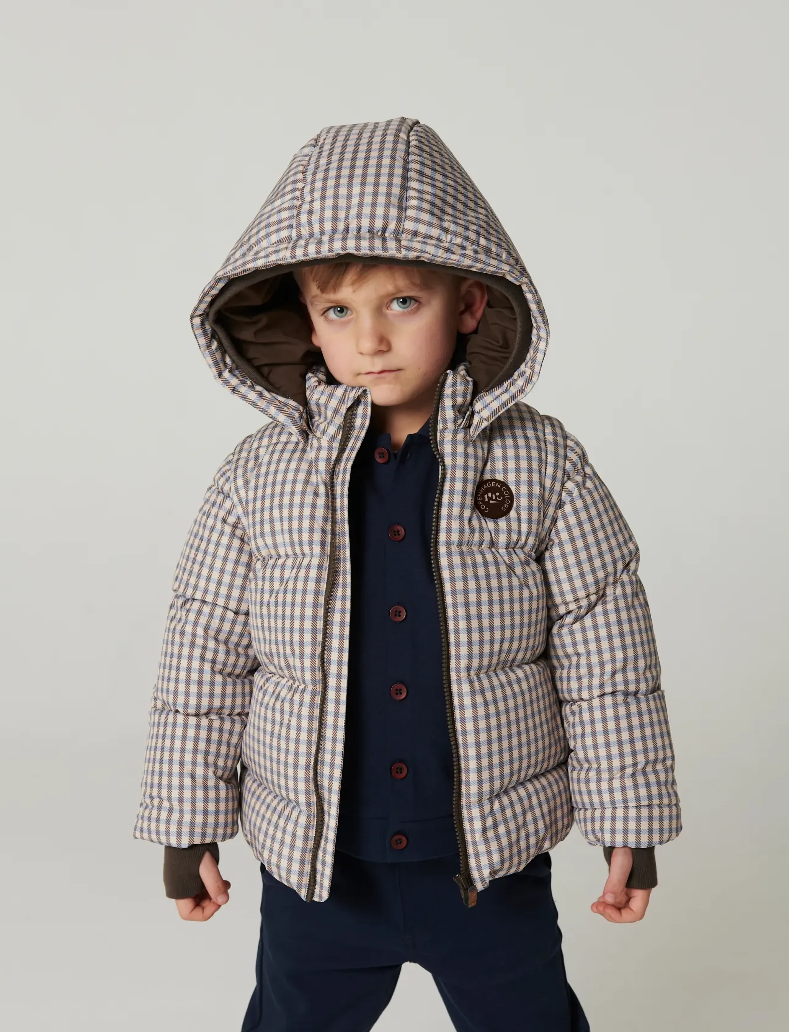 Copenhagen Colors - 2 in 1 Puffer Jacket w. Removable Sleeves - check aop - 0
