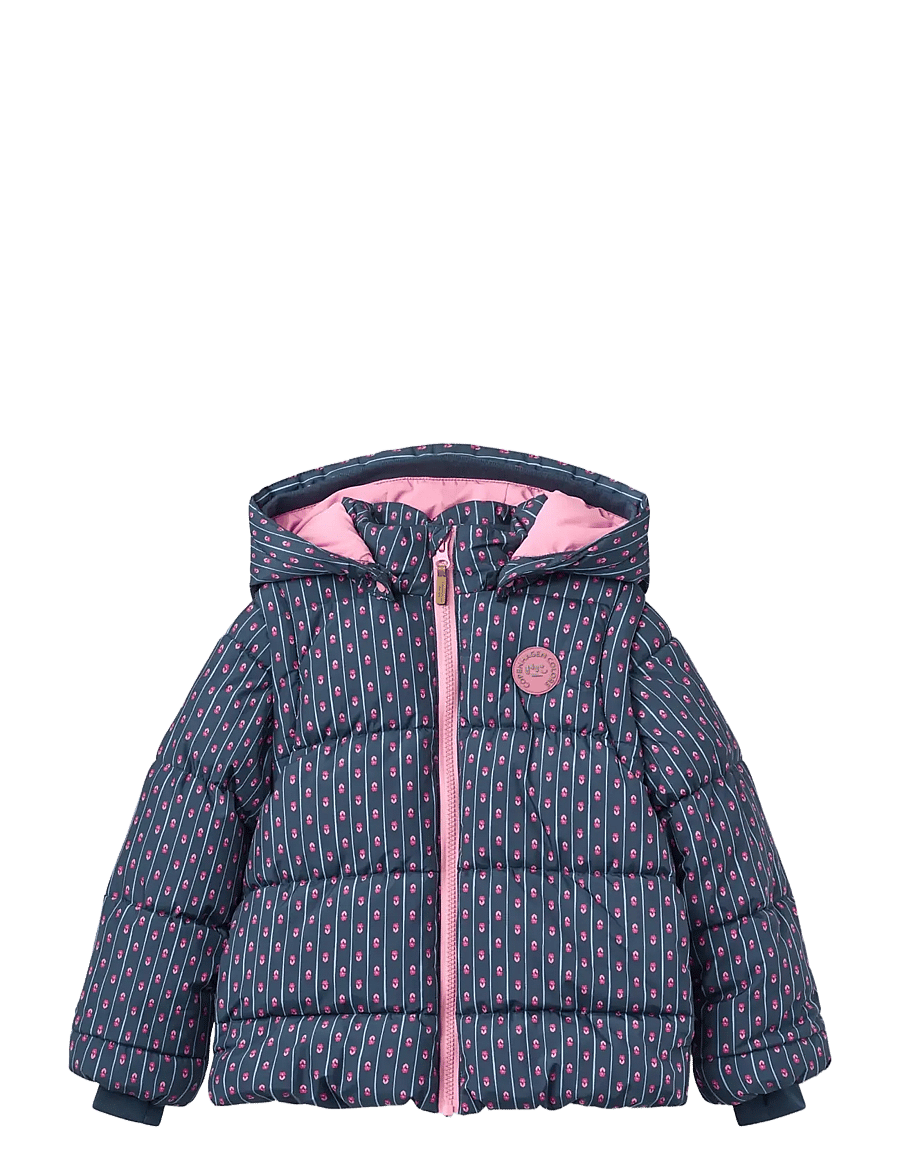Copenhagen Colors - 2 in 1 Puffer Jacket w. Removable Sleeves - navy flower aop - 1