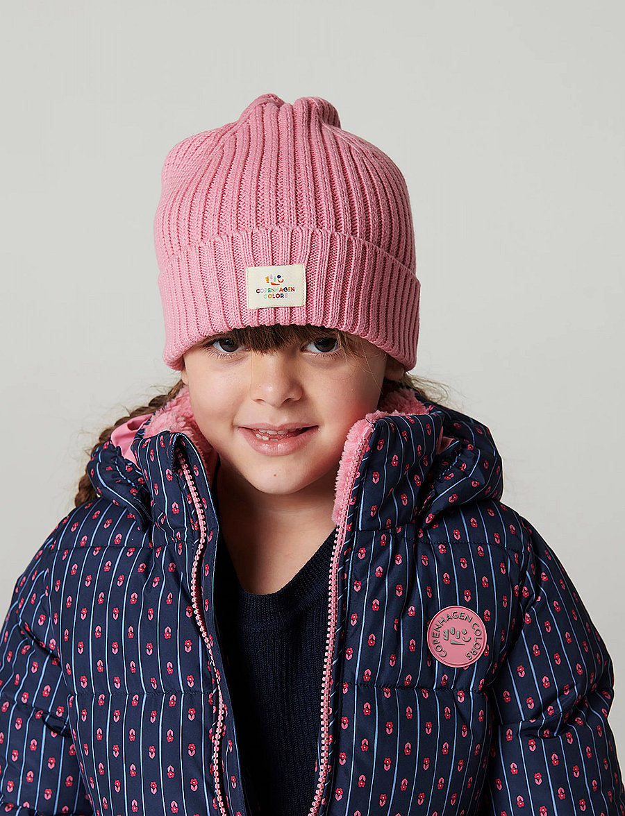 Copenhagen Colors - Puffer Long Frill Jacket w. Teddy Lining - navy flower aop - 5