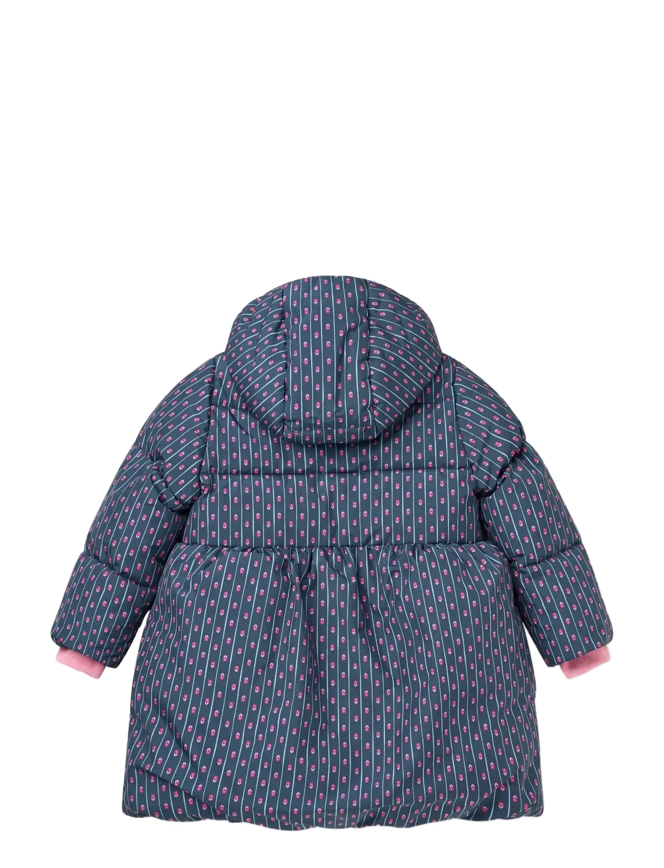 Copenhagen Colors - Puffer Long Frill Jacket w. Teddy Lining - navy flower aop - 2