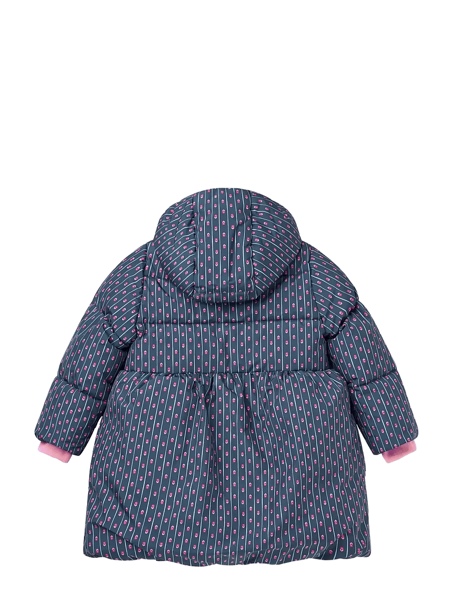 Copenhagen Colors - Puffer Long Frill Jacket w. Teddy Lining - navy flower aop - 2
