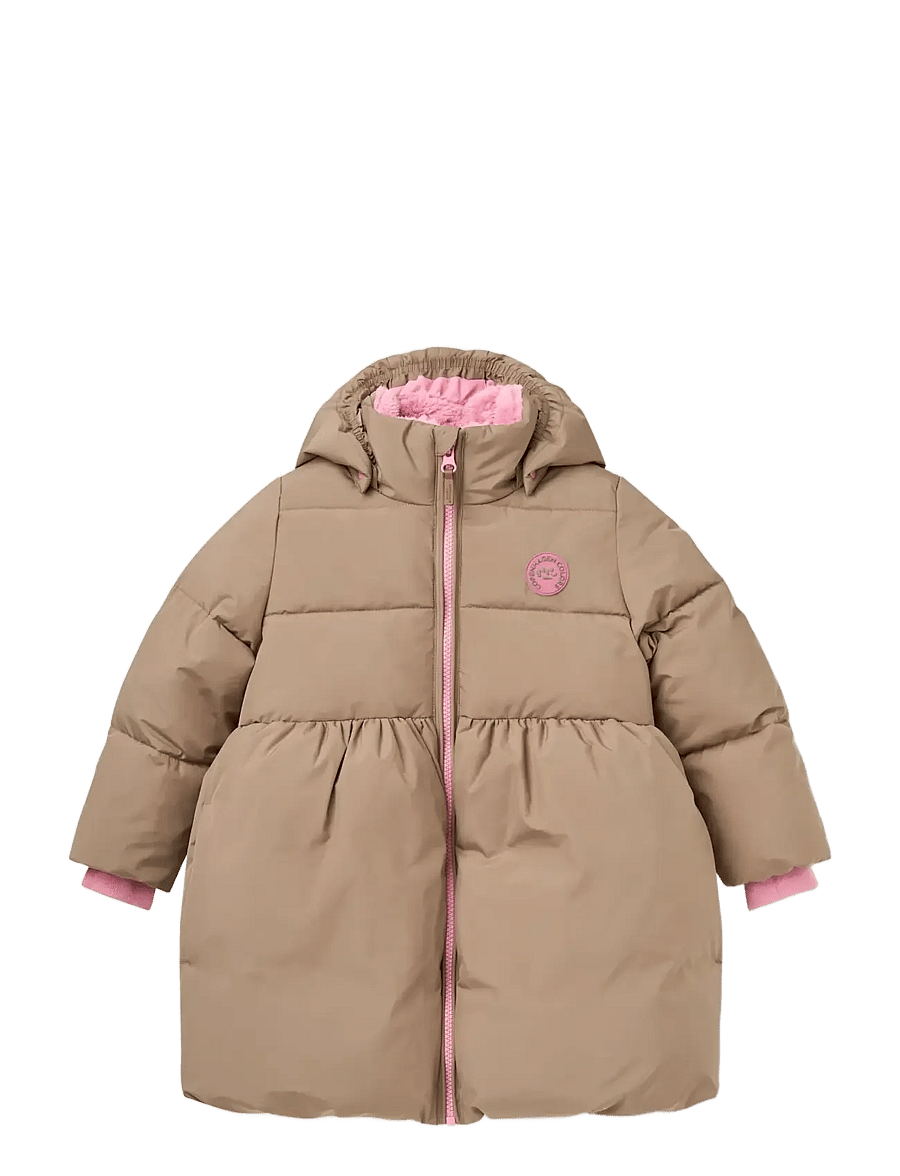 Copenhagen Colors - Puffer Long Frill Jacket w. Teddy Lining - walnut - 1