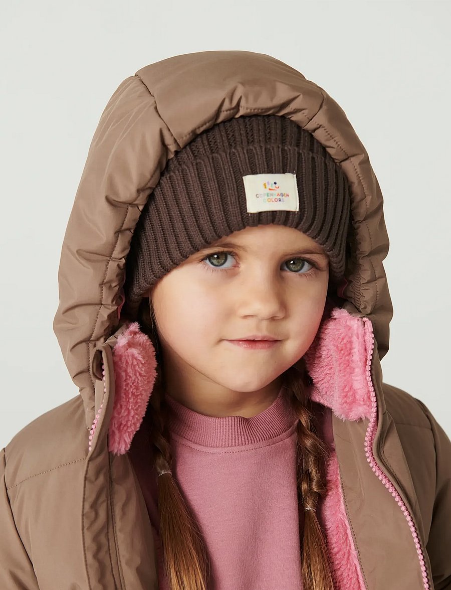 Copenhagen Colors - Puffer Long Frill Jacket w. Teddy Lining - walnut - 5